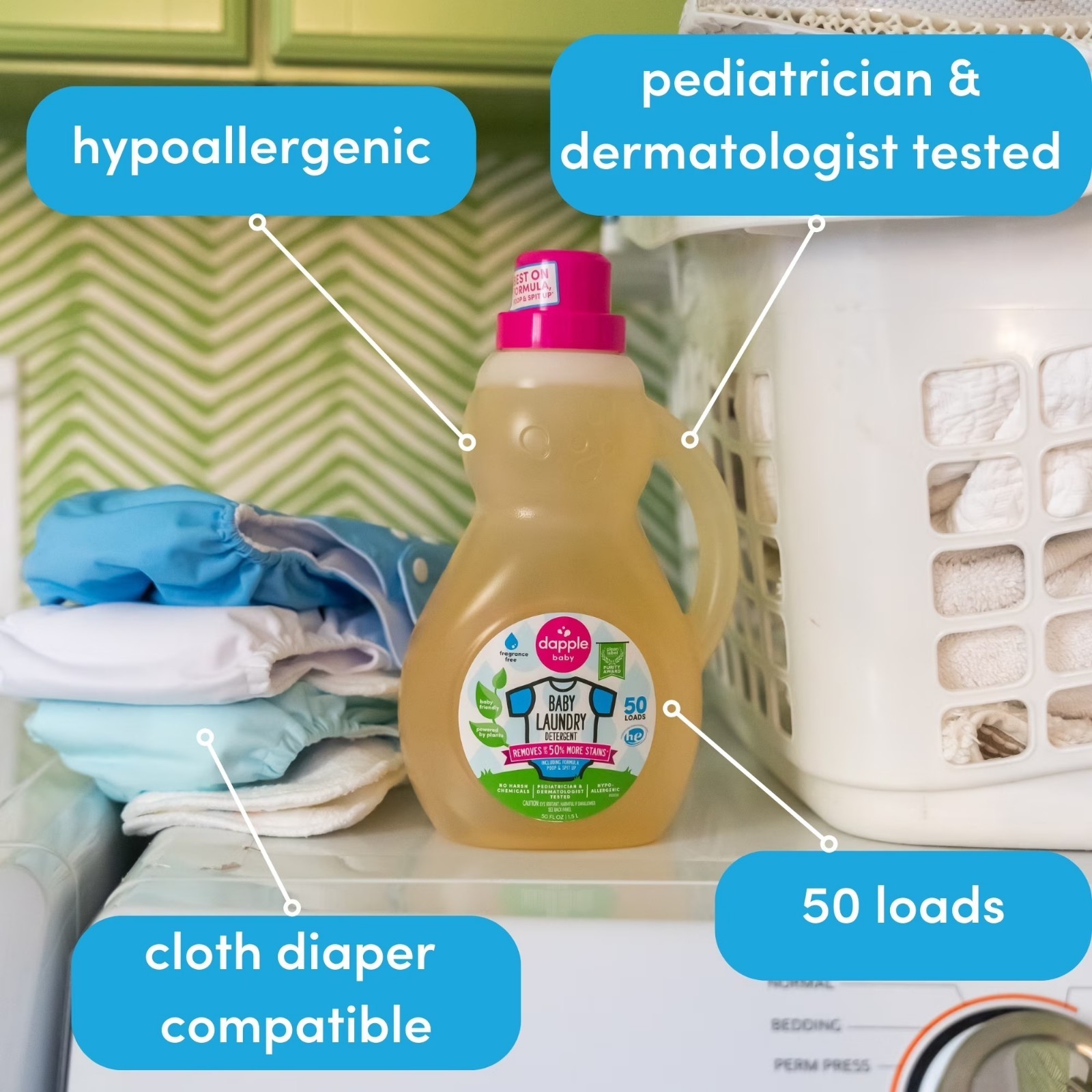 Dapple Baby Fragrance-Free Laundry Detergent, 50 fl oz