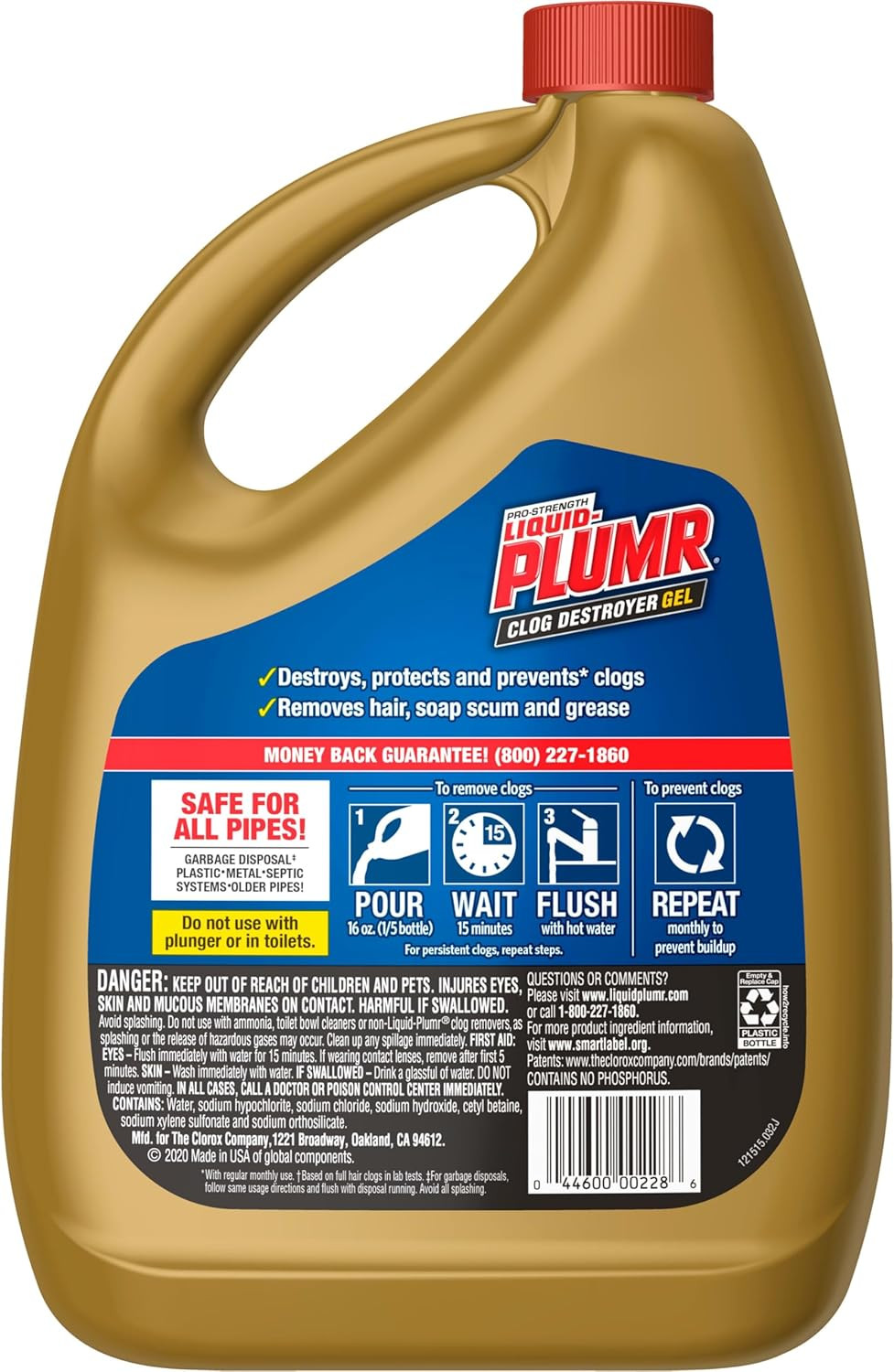 Liquid-Plumr Pro-Strength Clog Destroyer Gel with Pipeguard, Liquid Drain Cleane