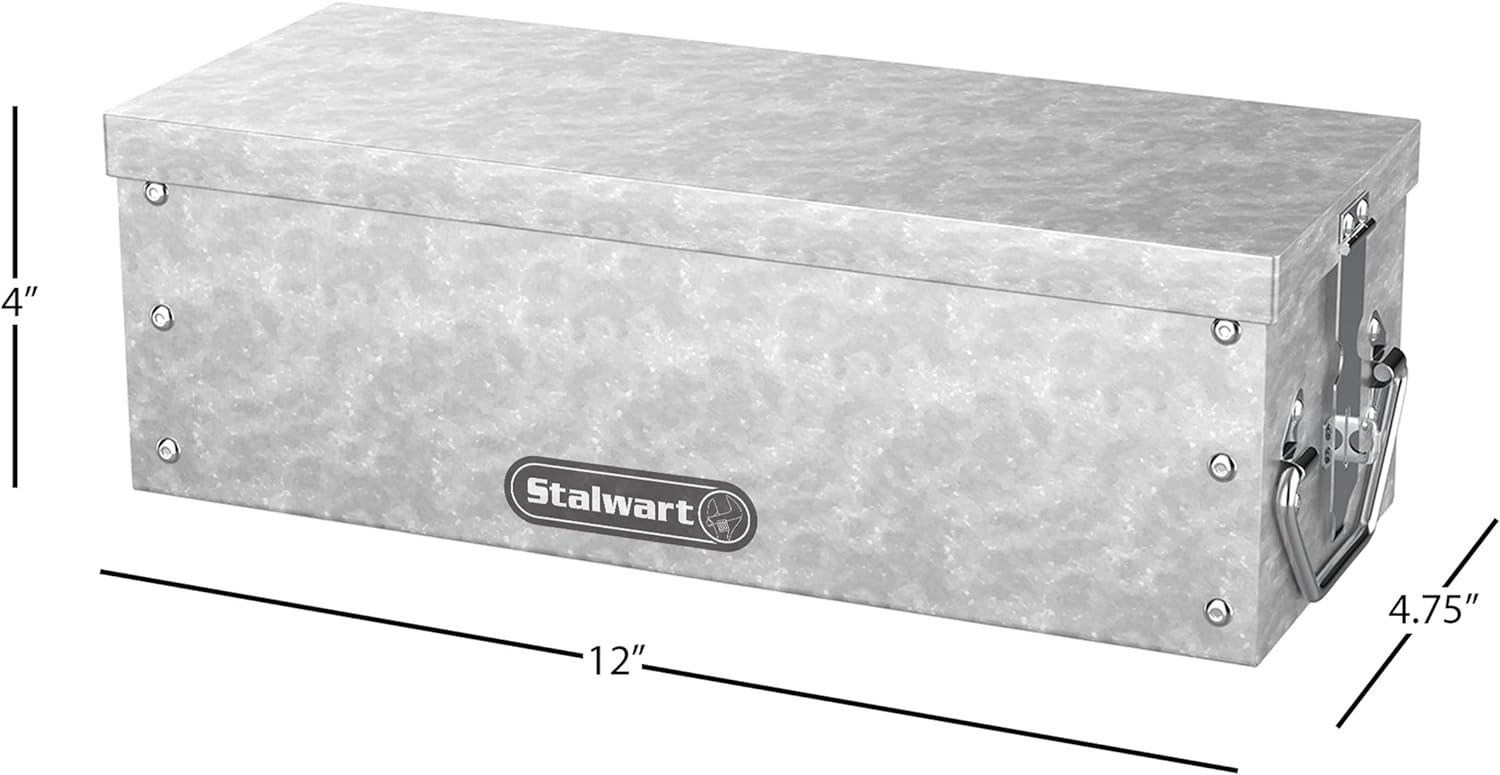 Lock Box with Folding Handle – Durable Metal Storage Chest with Stackable Des…