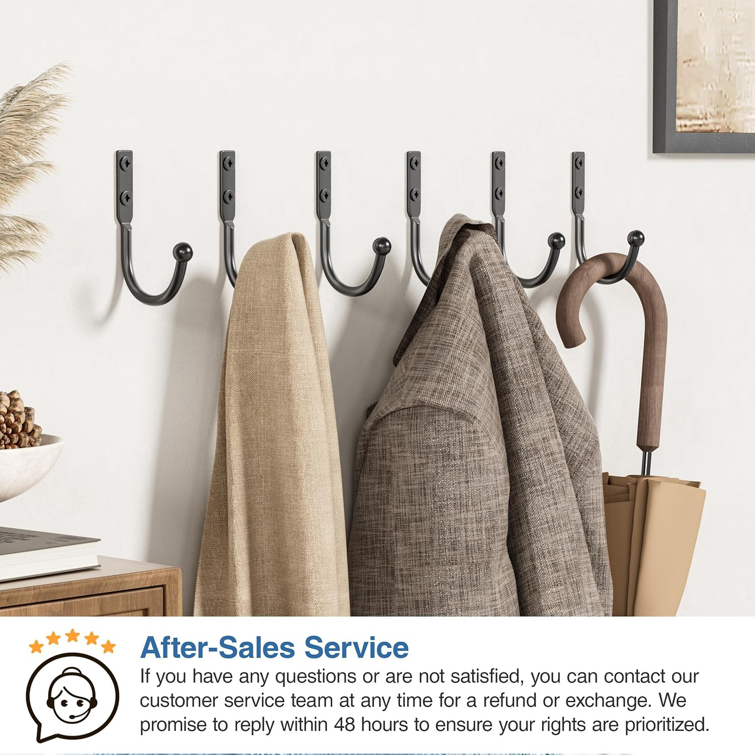 10 Pack Wall Hooks, Metal Hooks Wall Mount, Hold up to 45 Lbs | for Hanging Towe