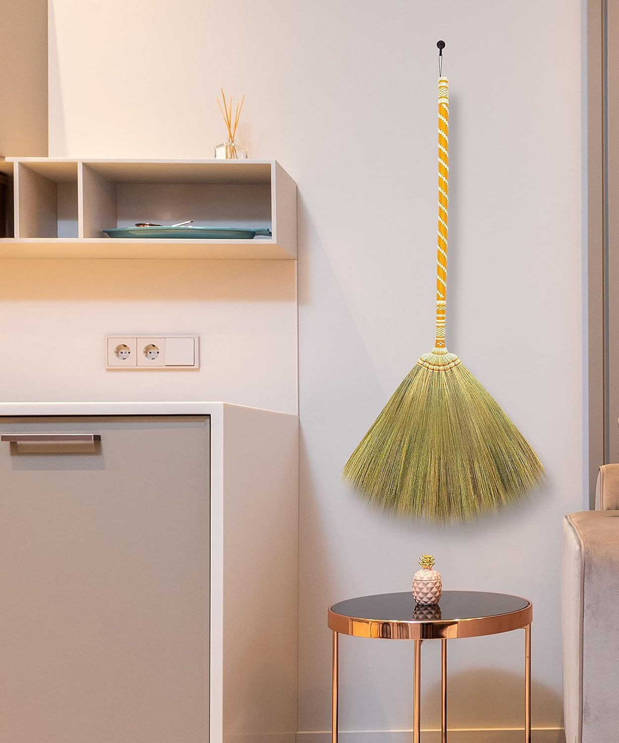 Asian Straw Broom Thai for Cleaning Floor,Housewarming Gift,Thai Vintage Retro G