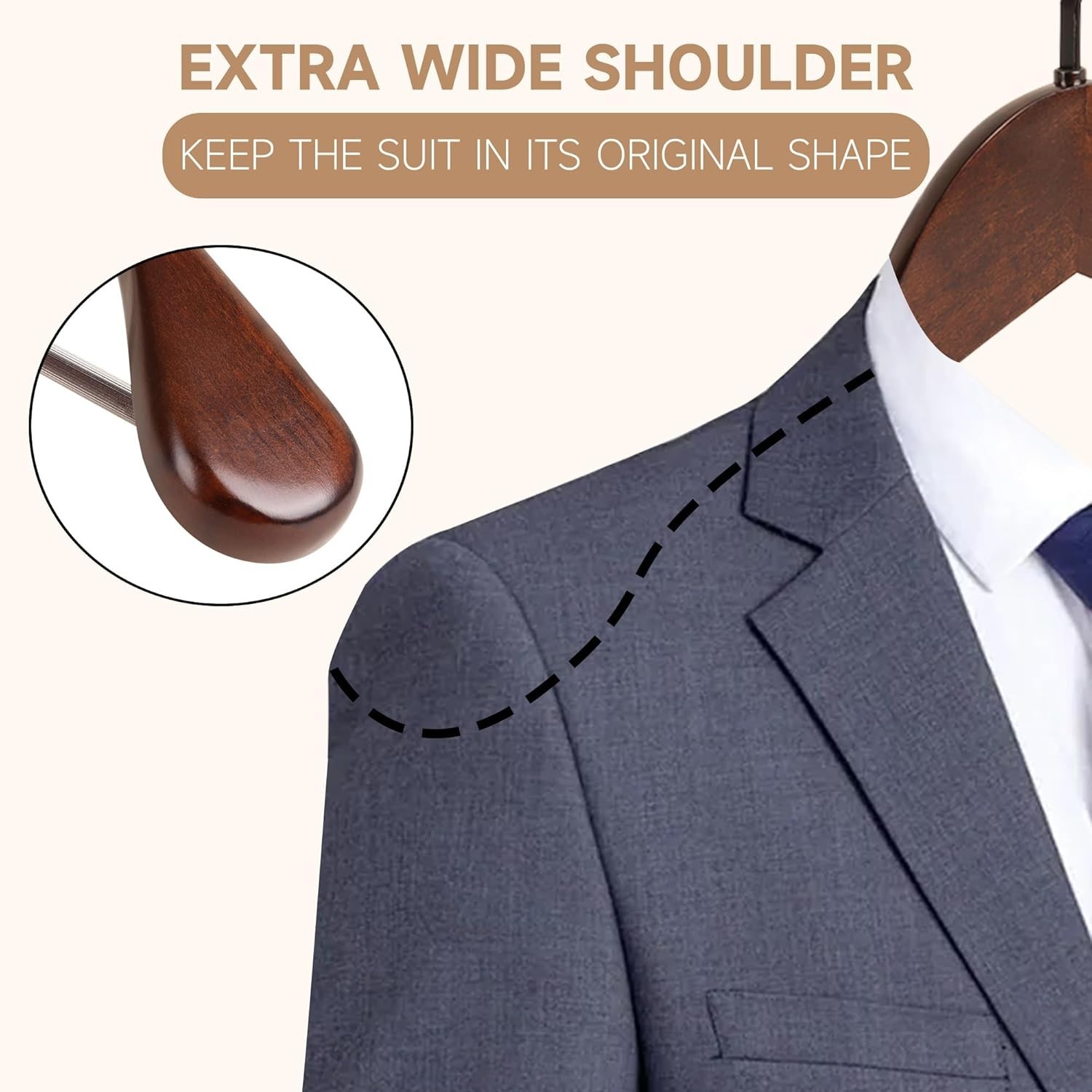 BP4U 2-12pk 17.5″ Wooden Wide Shoulder Suit/Coat Hangers for Men’s Clothes/Pants