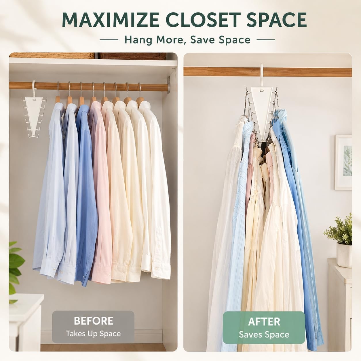 12 Hooks Space Saving Closet Hanger Organizer, V-Shape Multi Hook Clothes Hanger