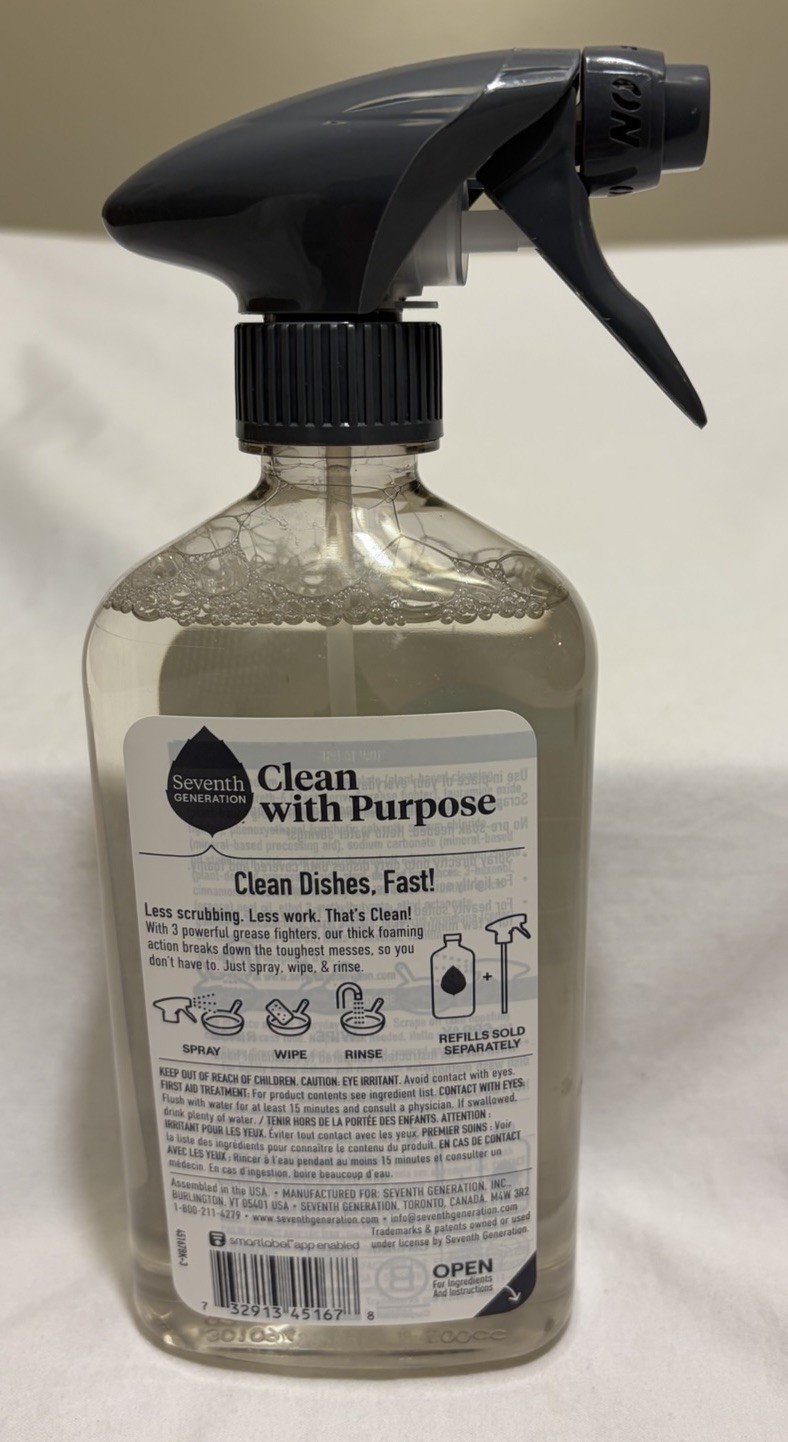 Seventh Generation Power+ Foaming Dish Spray Honeycrisp Apple Scent 16 fl oz NEW