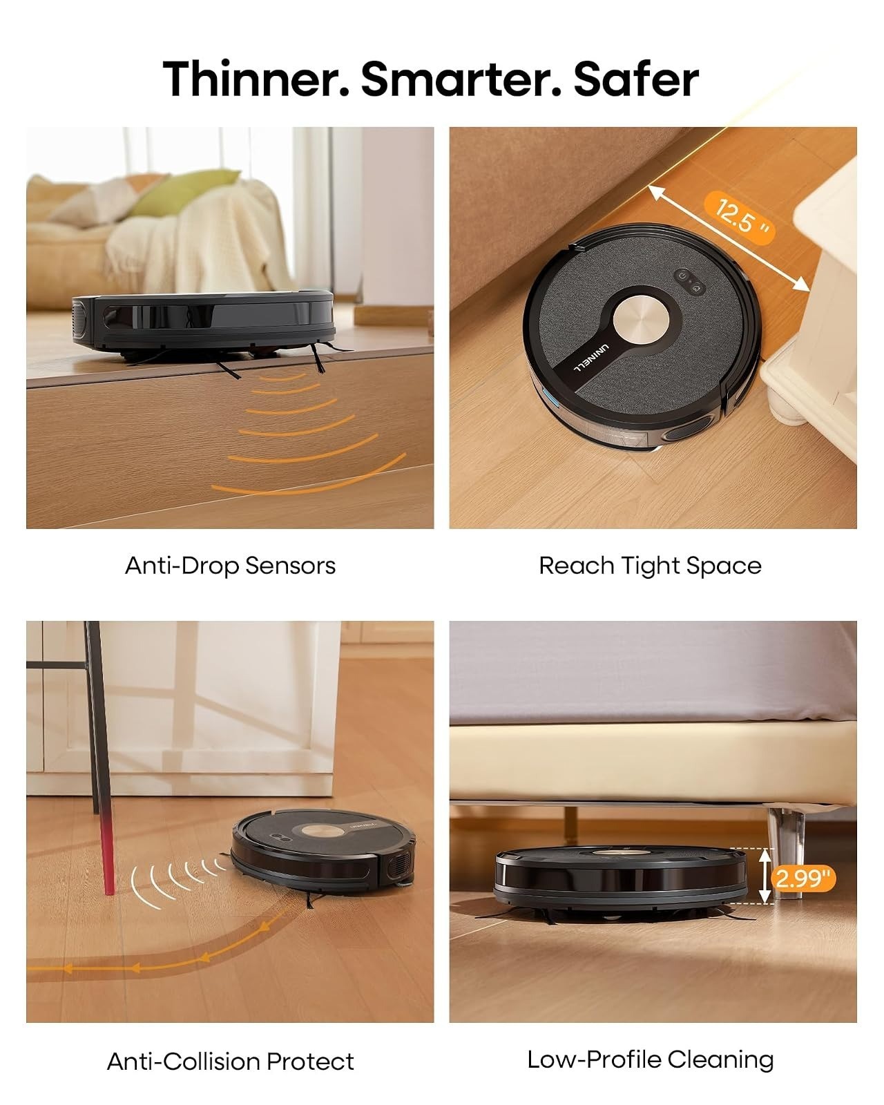 uninell UR1 Robot Vacuum and Mop Combo 5000Pa 180min Runtime