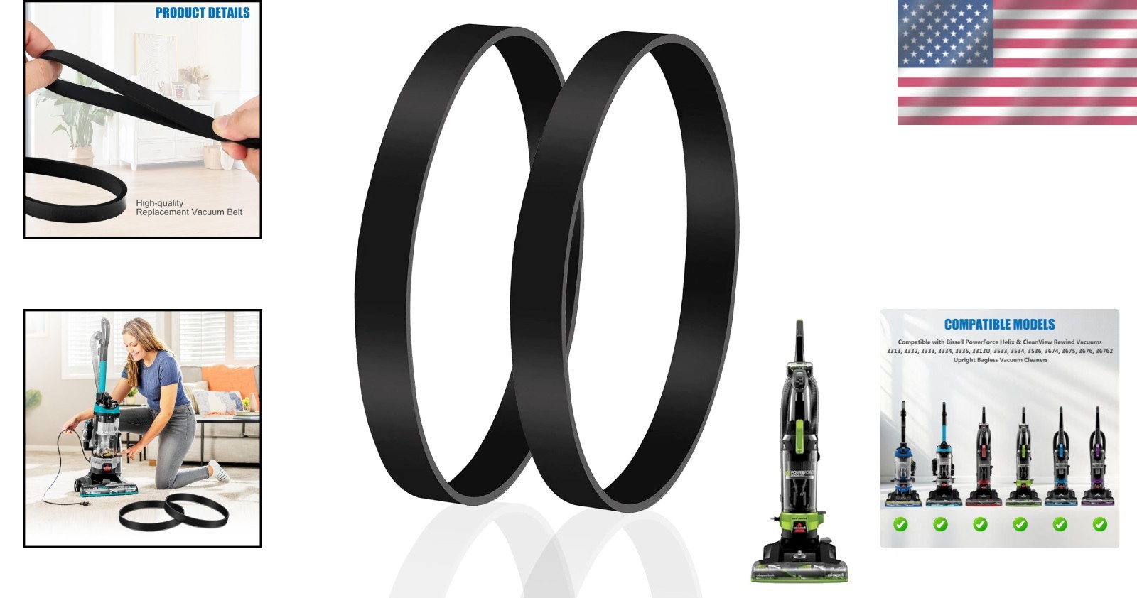 Replacement Belts for Bissell 3313 3313U 3332 3333 3334 3335 3533 3534 3536 3674