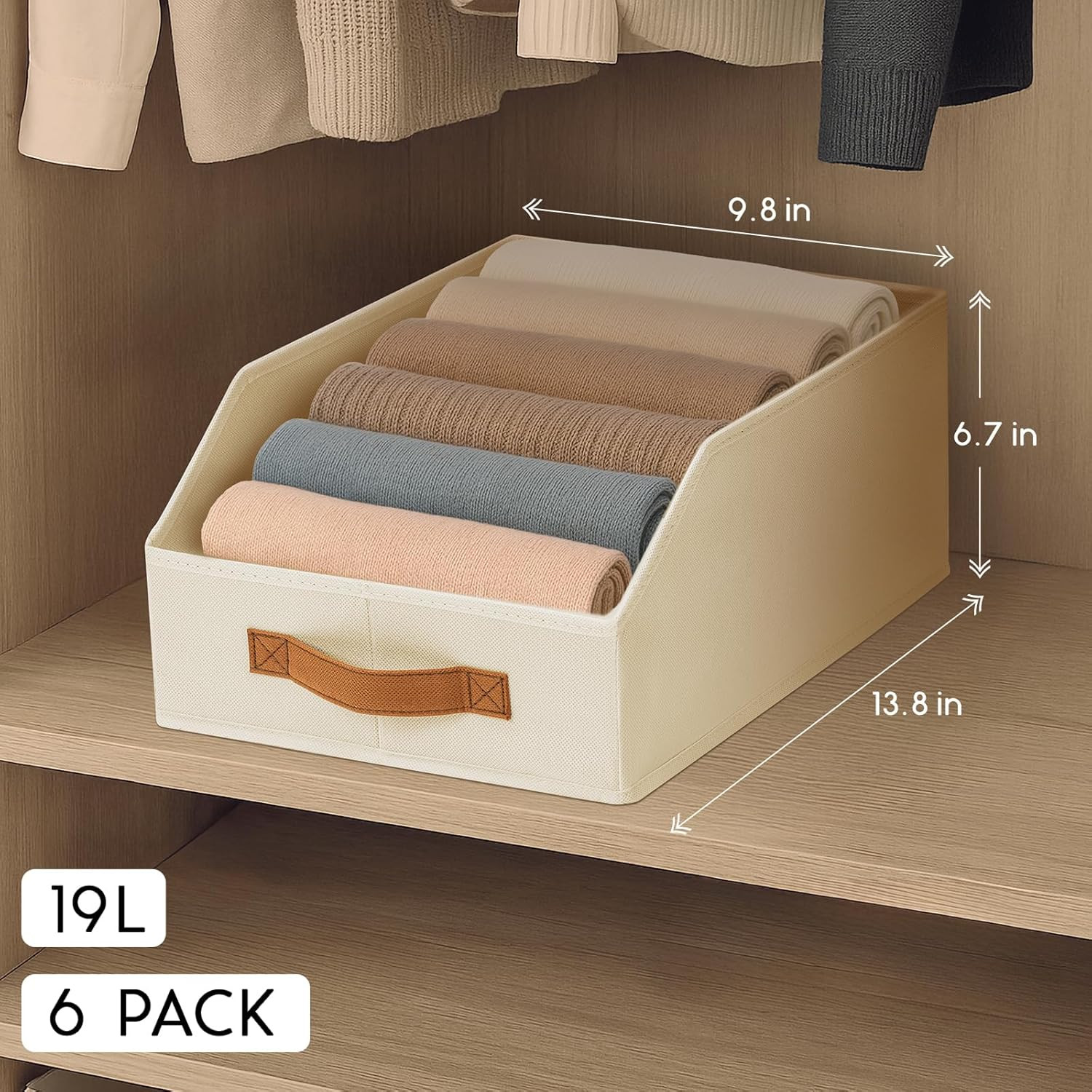 Fabric Storage Bins for Organizing – 6 Pack Large Trapezoid Collapsible Storage