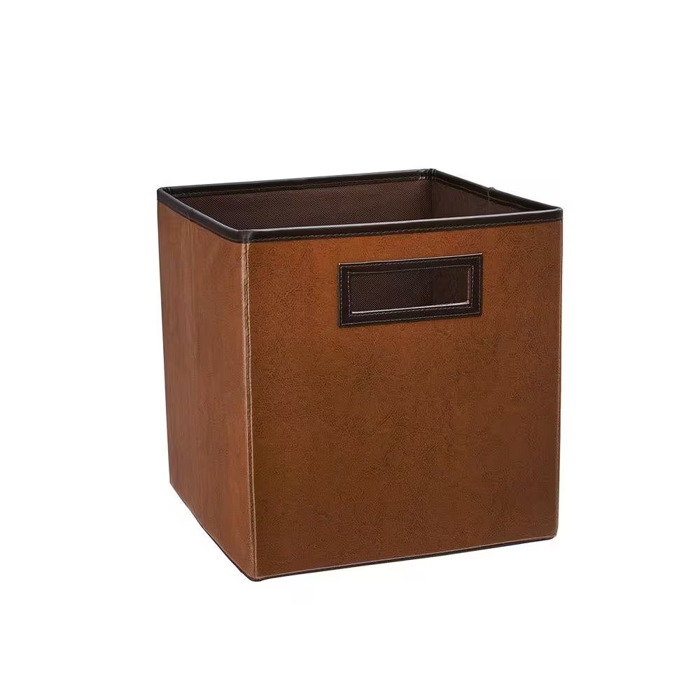 11 In. H X 10.5 In. W X 10.5 In. D Brown Fabric Cube Storage Bin