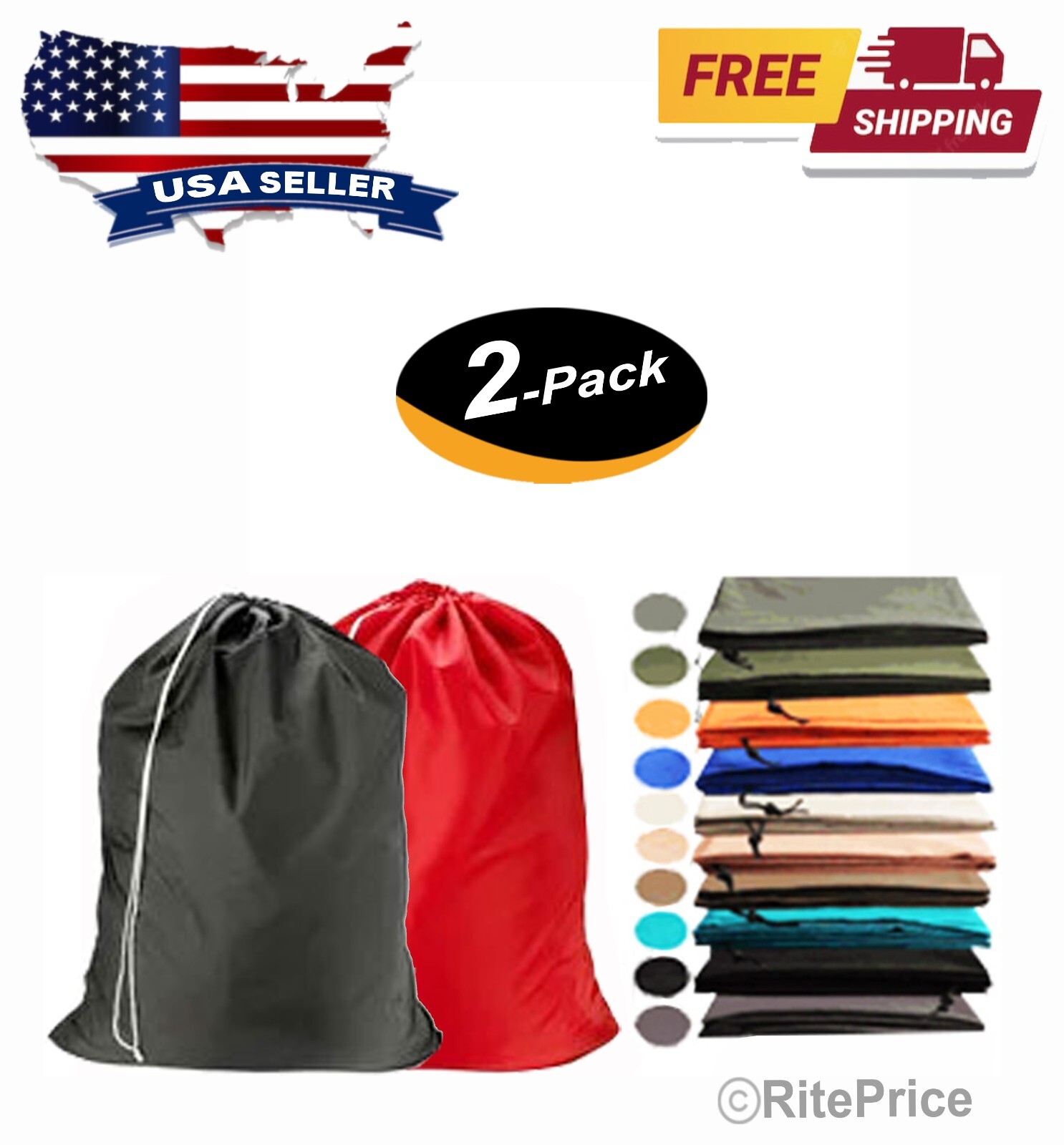 Large 29″X40″ Laundry Bag Washable Heavy Duty Locking Drawstring Bag (2 Pack)