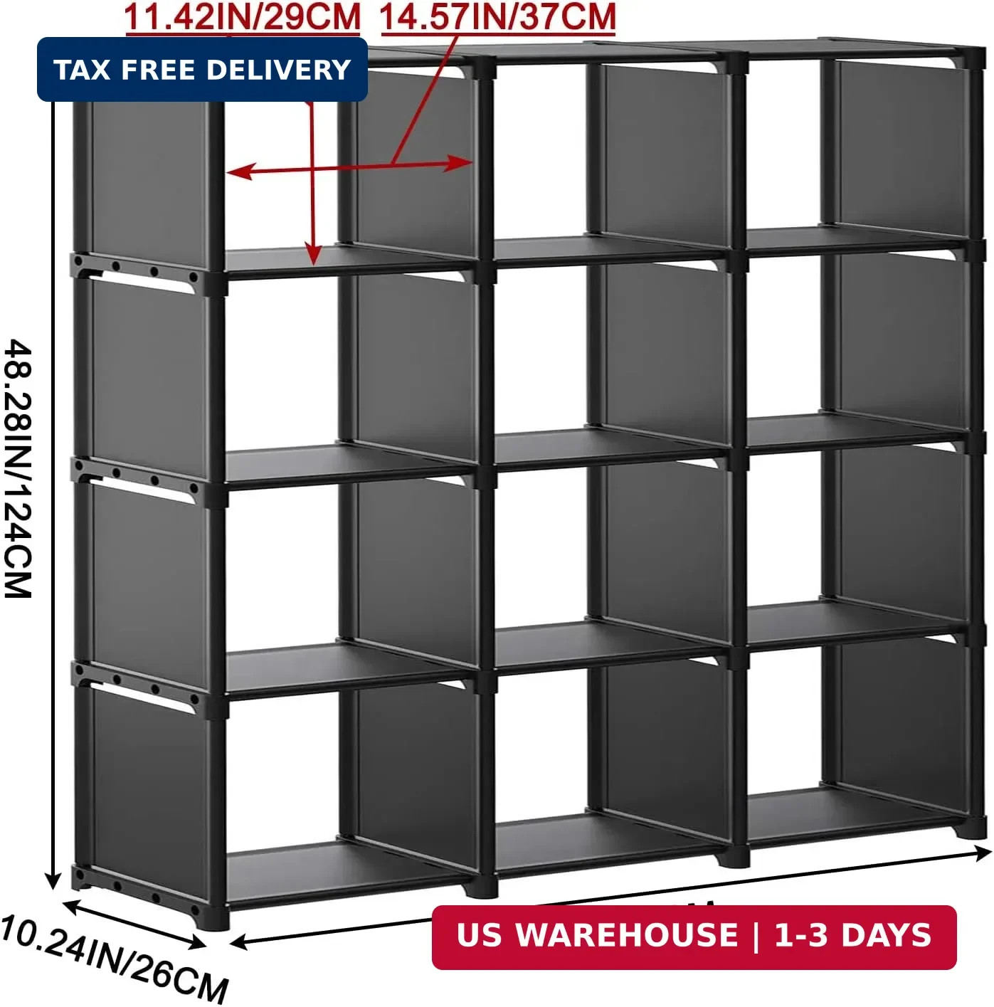 12 Cube Storage Organizer Book Shelves, DIY Open Stackable Bookshelf, Extra Larg