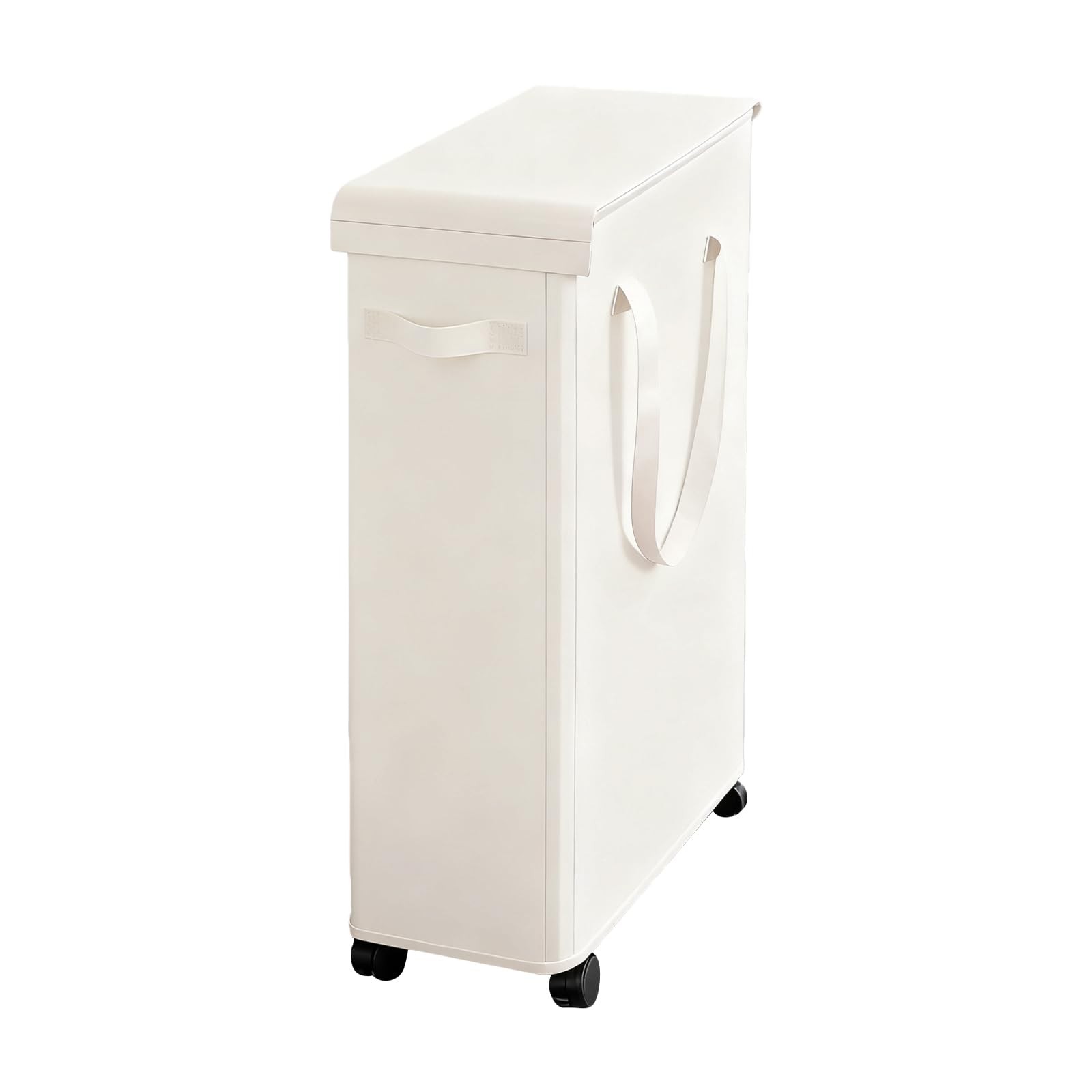 85L Rolling Laundry Hamper Lid Wheels Foldable Dirty Clothes Organizer Beige