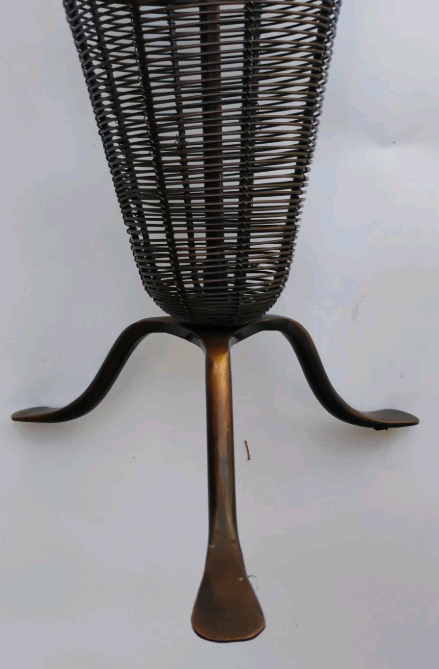 MCM Umbrella Shaped Stand Canes Umbrellas Copper Wire Wood handle 32” X 11.5”