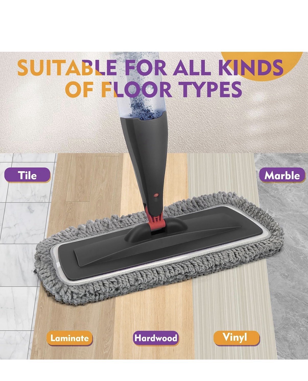 Spray Mop for Floor Cleaning with Washable Pads