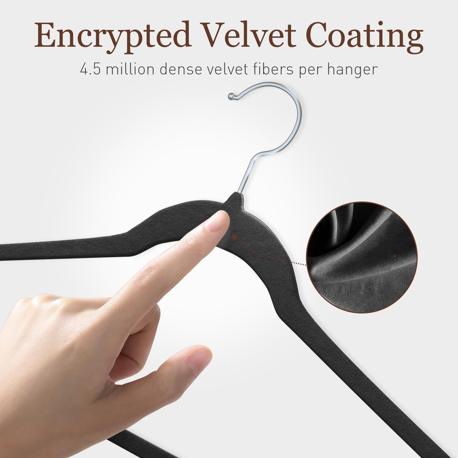Velvet Hangers 50 Pack, 17.5″ Non-Slip Clothes Hangers, Black