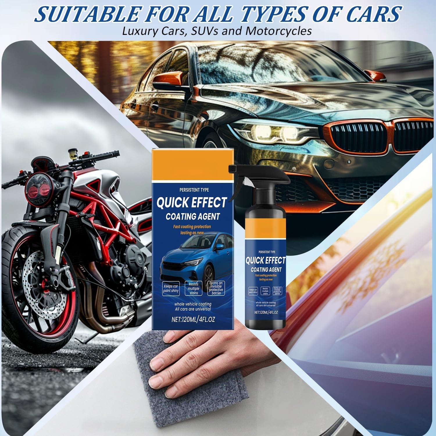 2PCS Car Coating Spray,Quick Effect Coating Agent,Car Scratch Wax Polish Spray