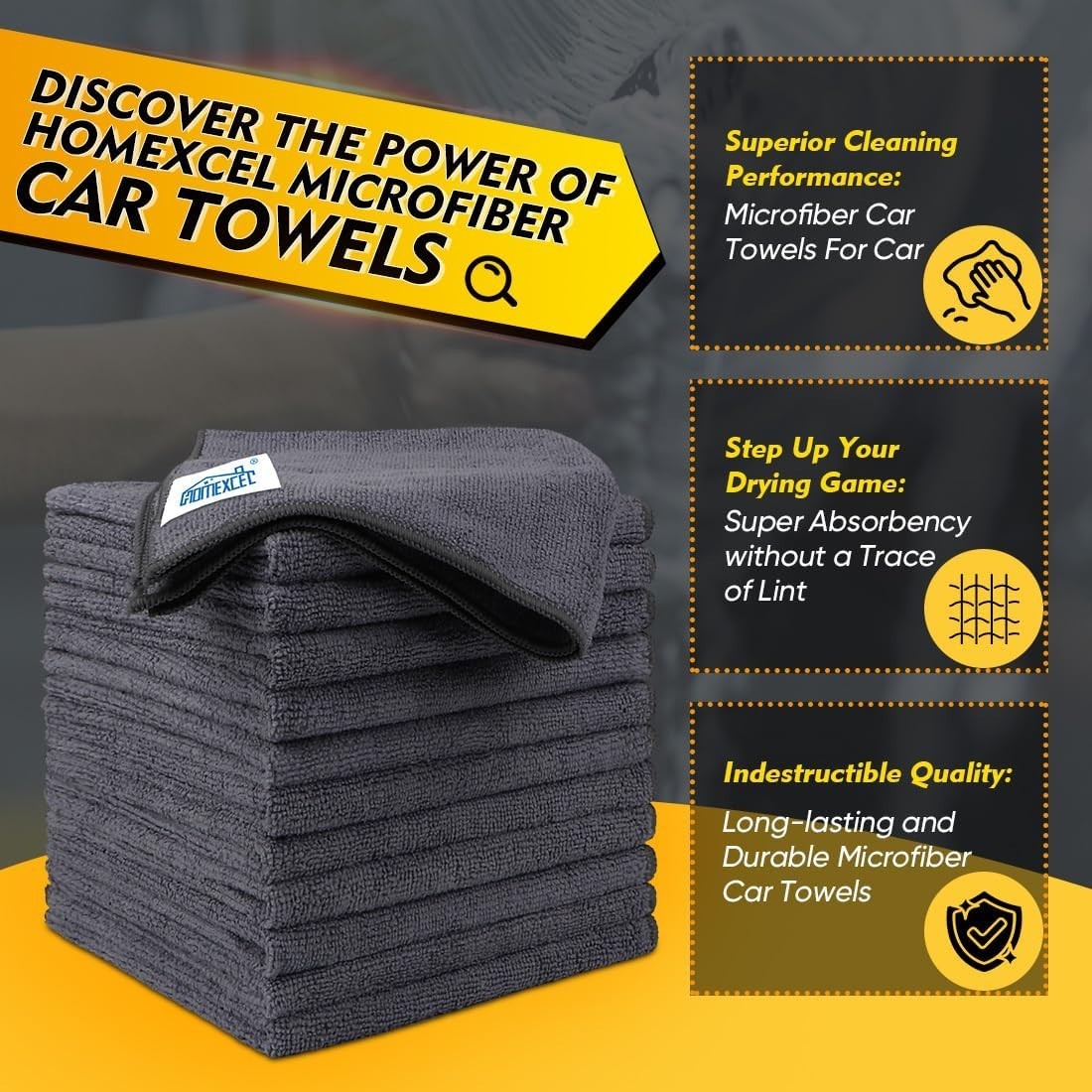 Ultra Absorbent Grey Microfiber Cleaning Rags – 200 Count, Lint and Scratch Free