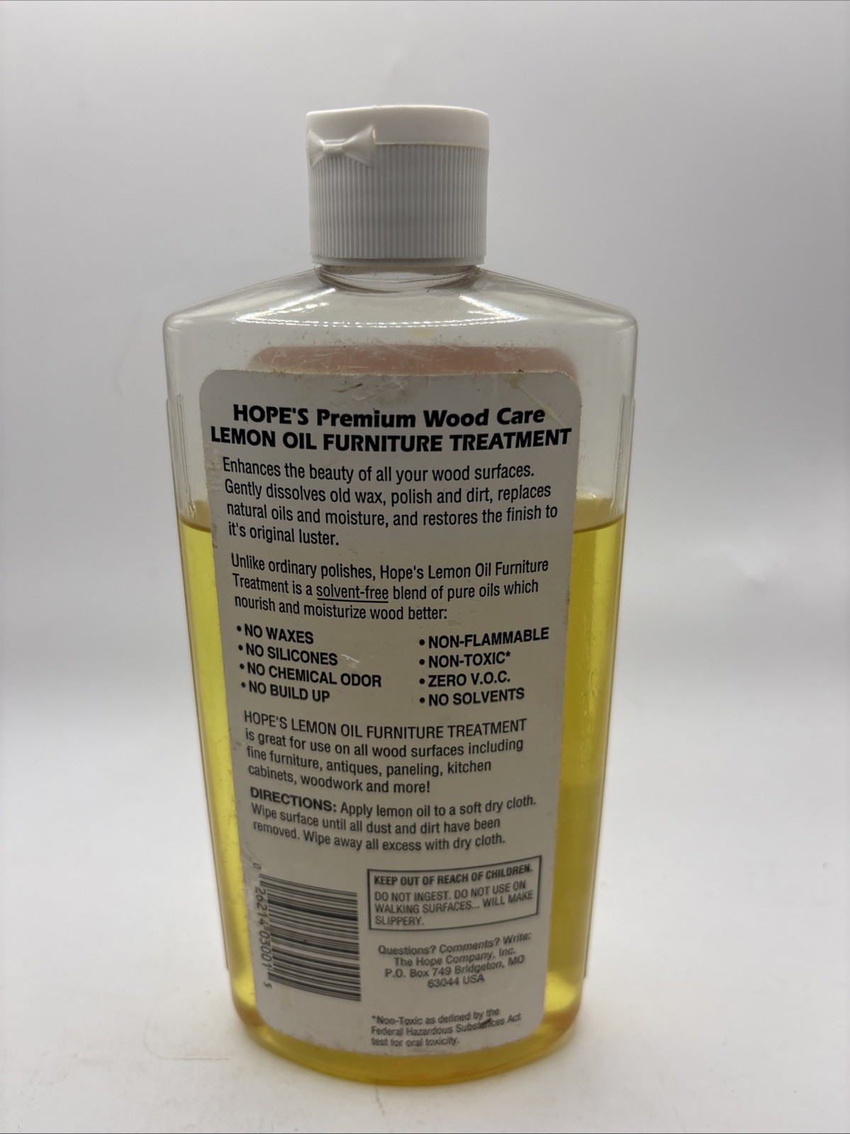 Vtg Hope’s Lemon Oil Furniture Treatment 16 oz Non-Toxic Solvent Free 85% Full