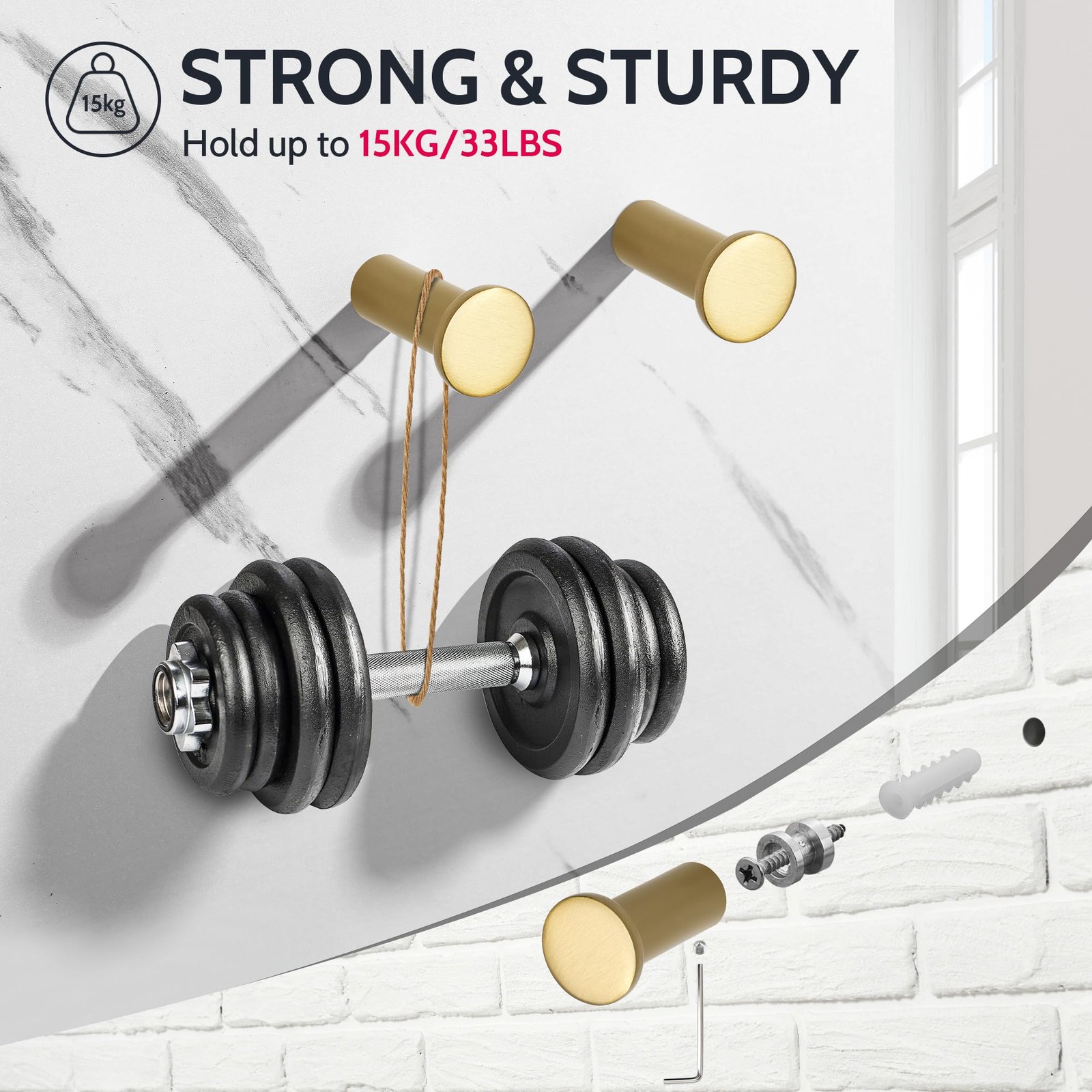 4 PCS Gold Coat Wall Towel Hooks SUS 304 Stainless Steel Heavy Duty Robe