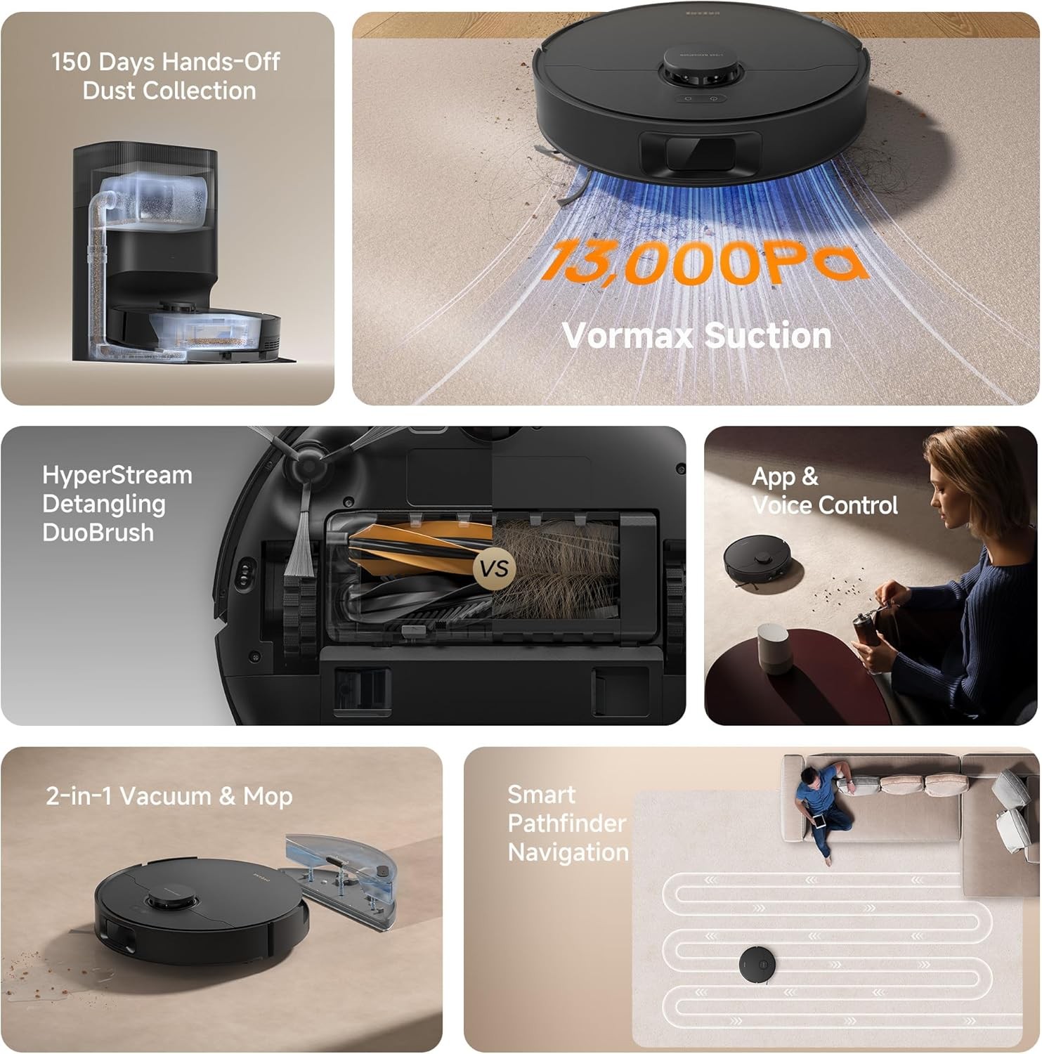 eBay Live｜DREAME D20 Plus Robot Vacuum Black DuoBrush App & Voice Control ｜New