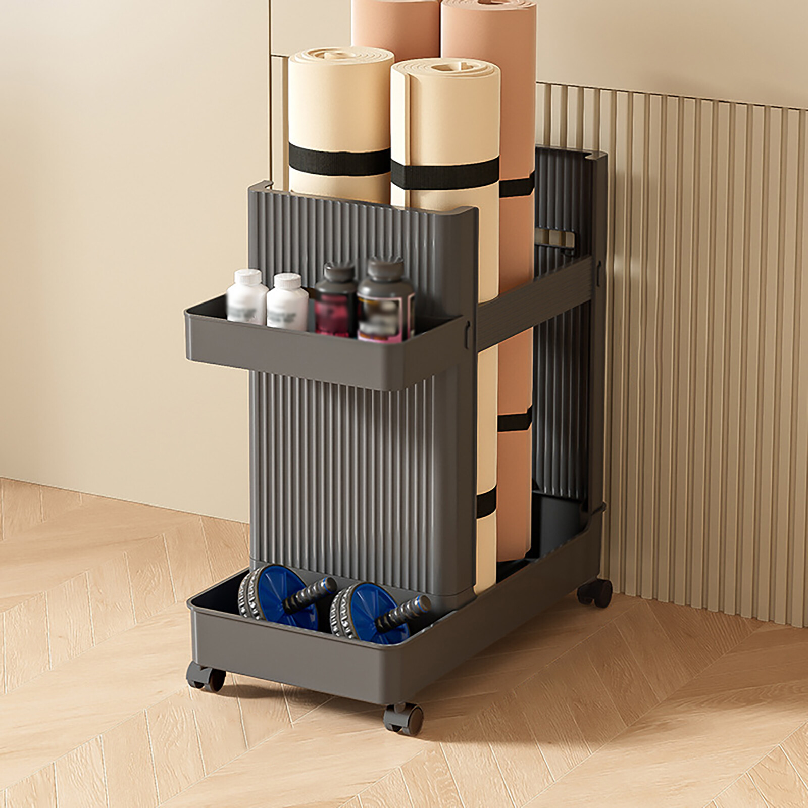 Multifunctional Storage Rack Home Gym Equipment Workout Equipment Storage Cart