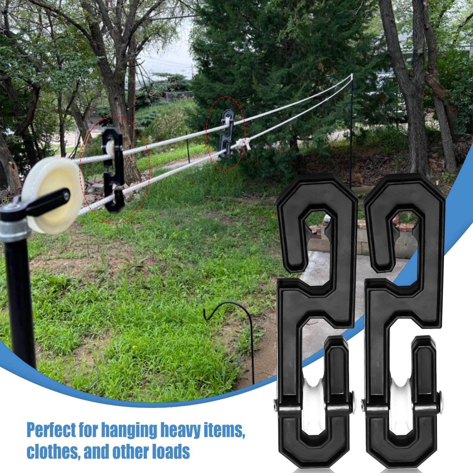 6 PCS Plastic Aluminum Clothesline Separator Spreader Pulley SShaped Kit