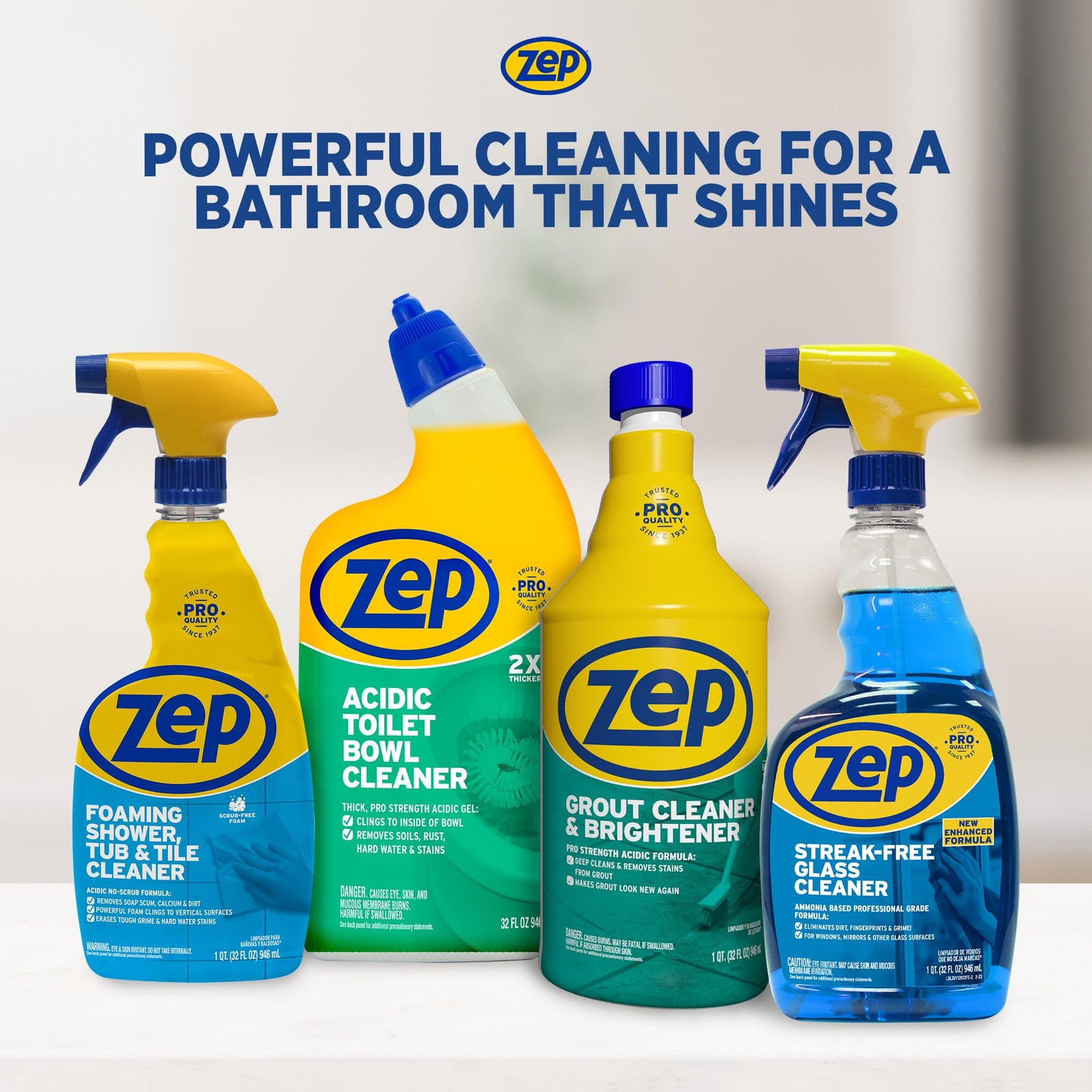 Zep Grout Cleaner and Brightener – 32 Ounce 32 Fl Oz (Pack of 1), ESSU104632