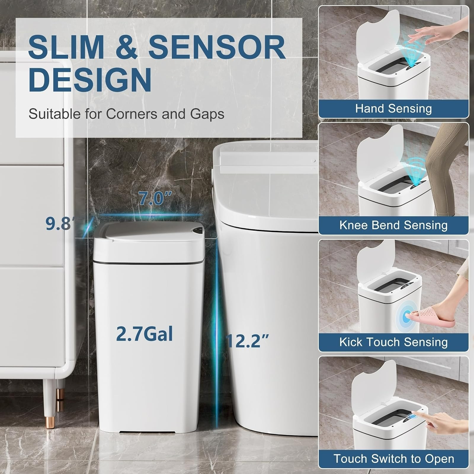Vanpopubs 2 Pack 2.7 Gal Automatic Trash Can with Lid – Touchless Motion Sensor