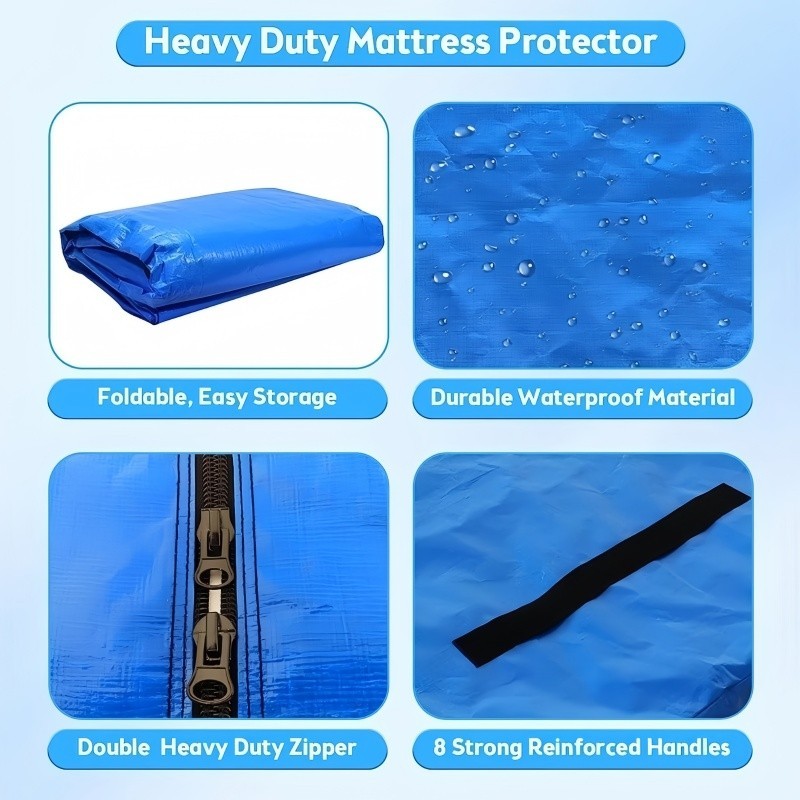 Extra Thick Mattress Bags with 8 Handles, Mattress Bag for Moving and Storage