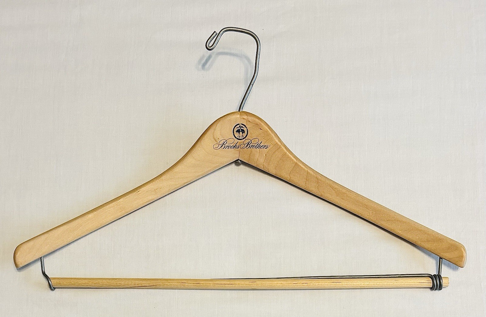 3 Vintage BROOKS BROTHERS 17.5” Wooden Hangers Suit Jacket Pants Coat Italy