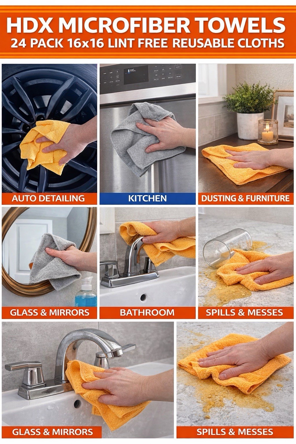 Microfiber Towels 100 Pack 2 Rolls Lint Free