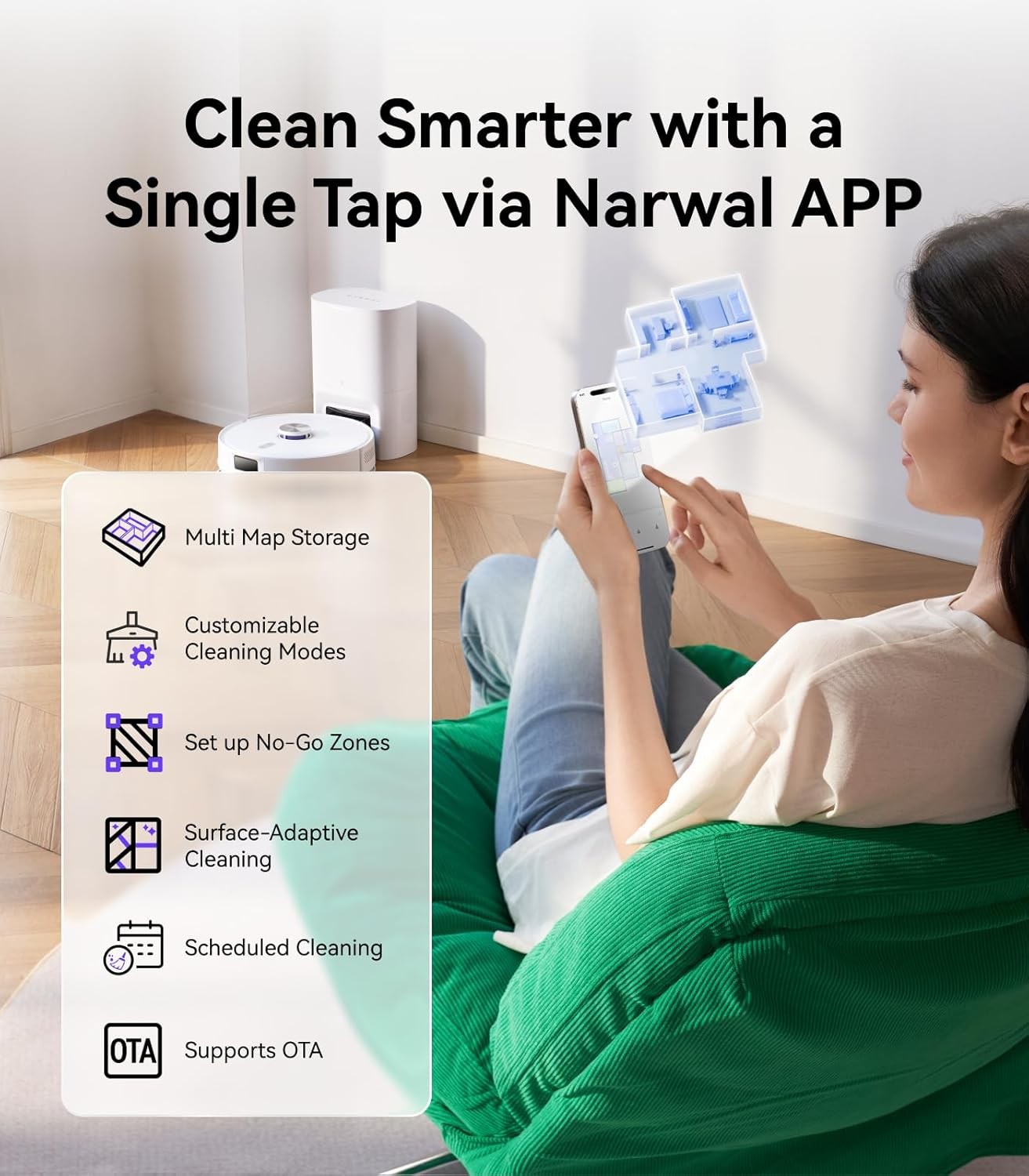 NARWAL Freo S Robot Vacuum and Mop Combo 8000Pa Self-Emptying LDS Navigation