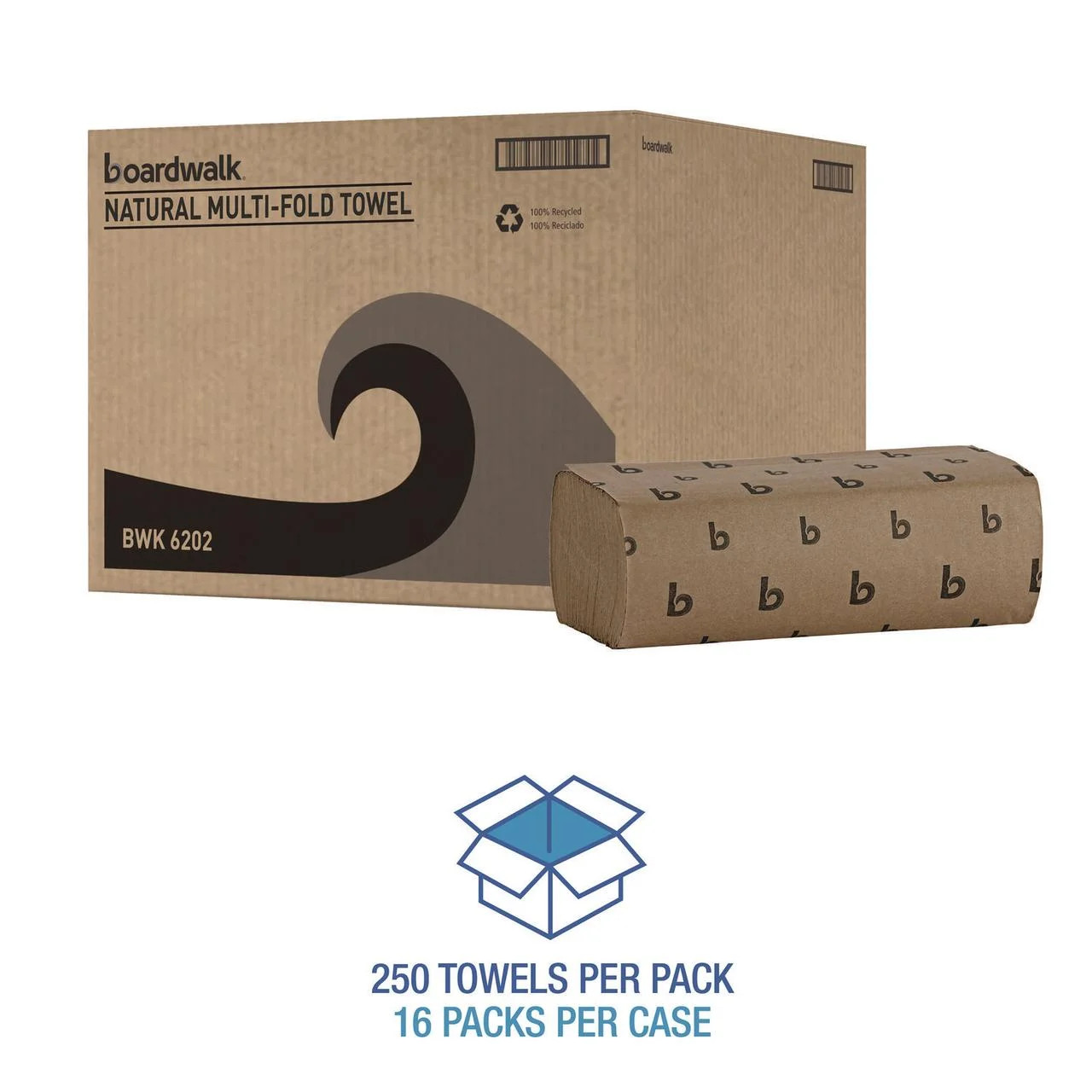 Multifold Commercial Paper Towels, Natural, 9 X 9.45, 250/Pack, 16 Pa