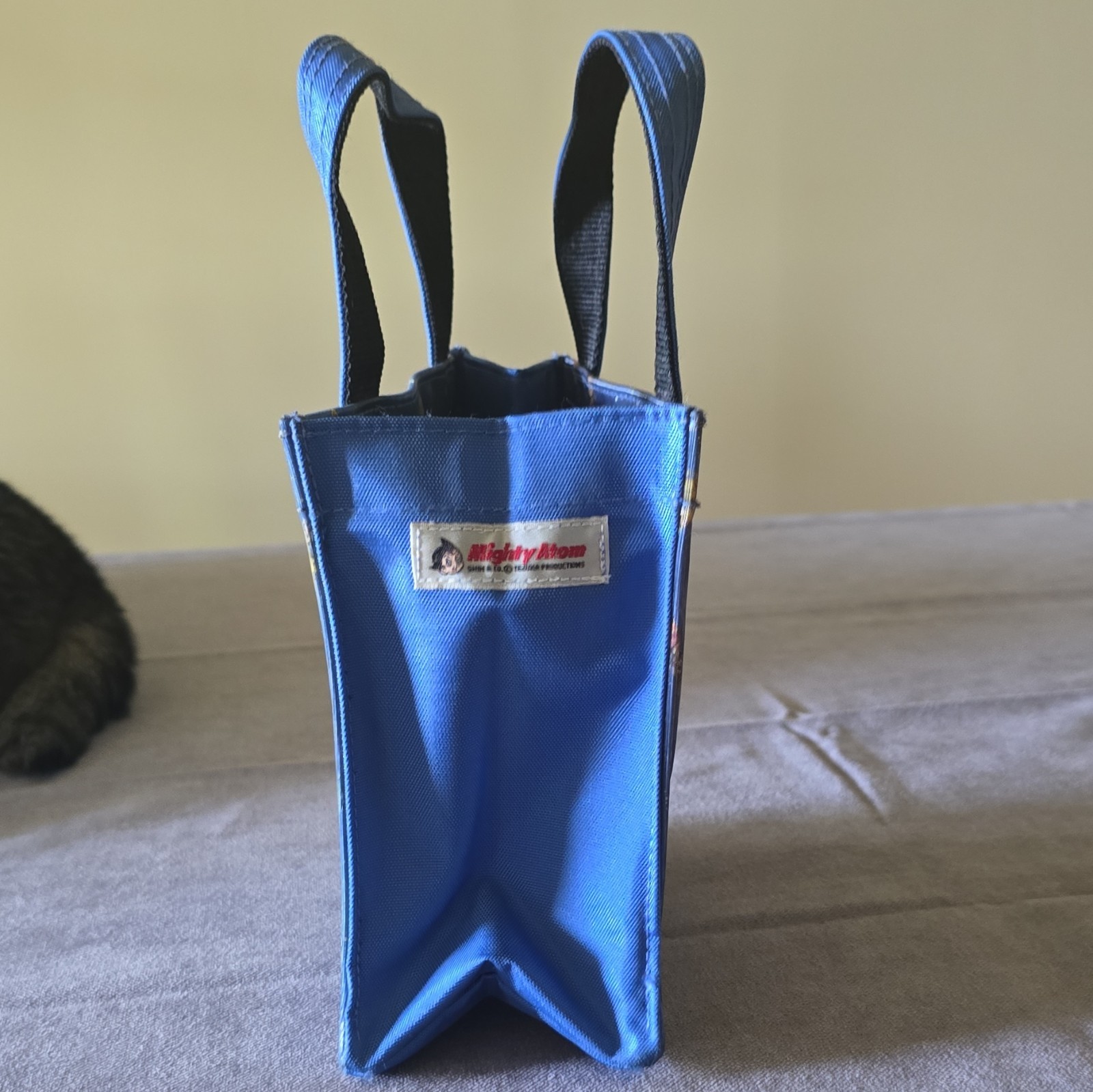 Mighty Atom Blue Reusable Nylon Tote Bag Small All-Over Print 9x9x3 in