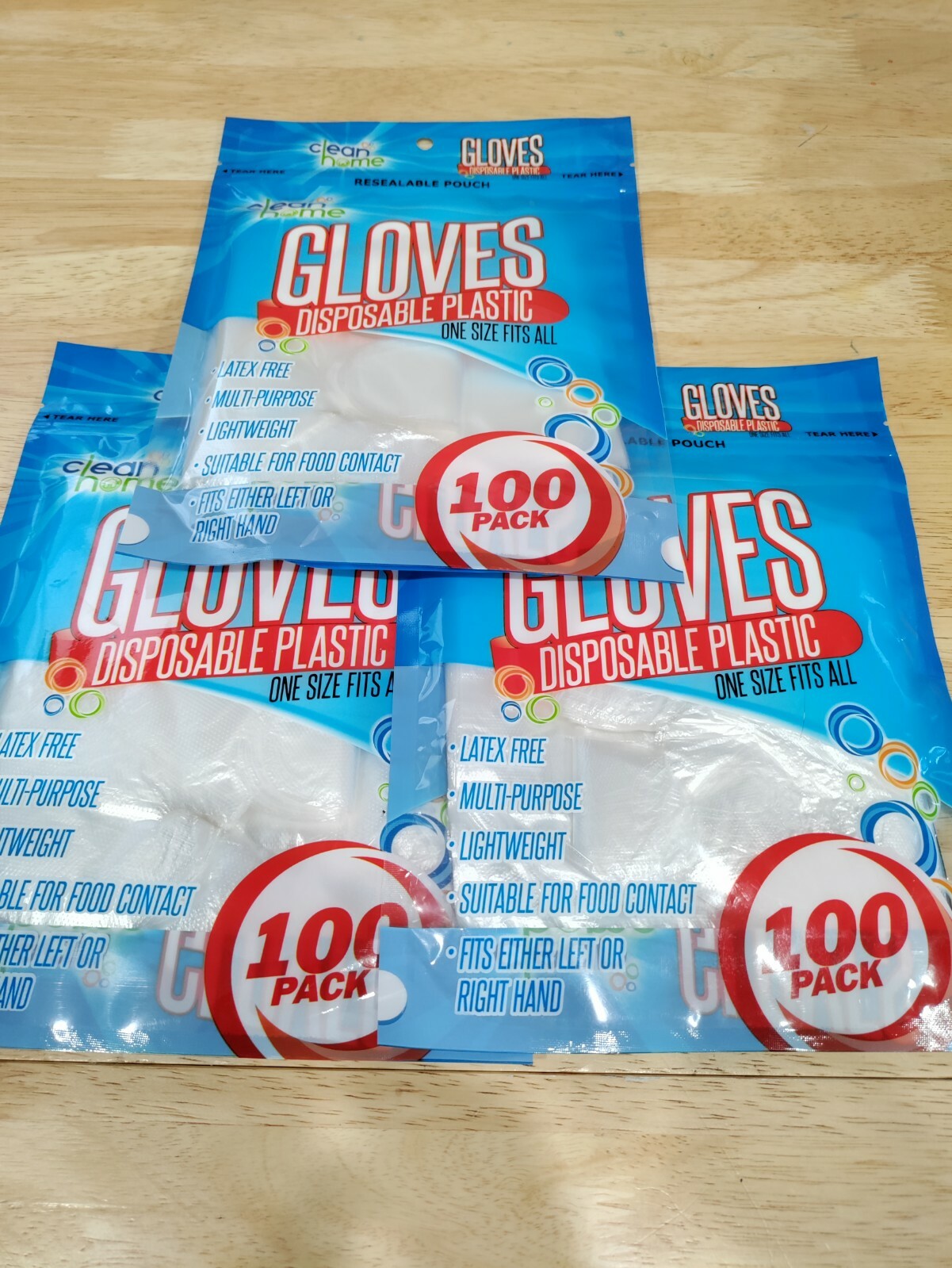 Clean Home DISPOSABLE GLOVES One Size Fit All 100 Pack Each Quantity: 3