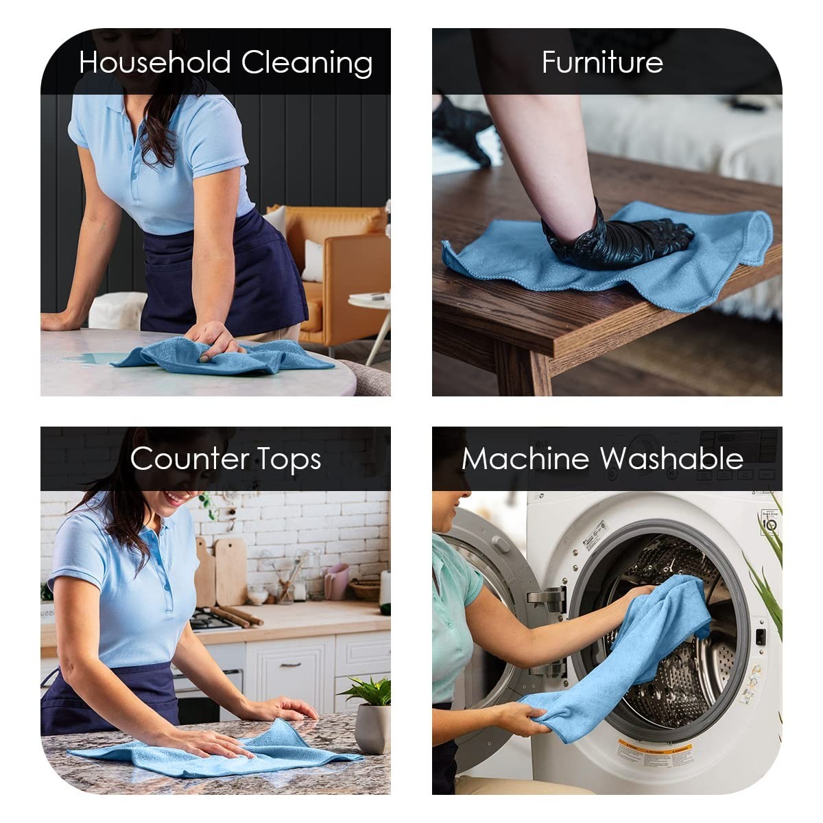 Microfiber Cleaning Cloths Value Pack of 36 – 16×16 Inches, Lint-Free, Reusable
