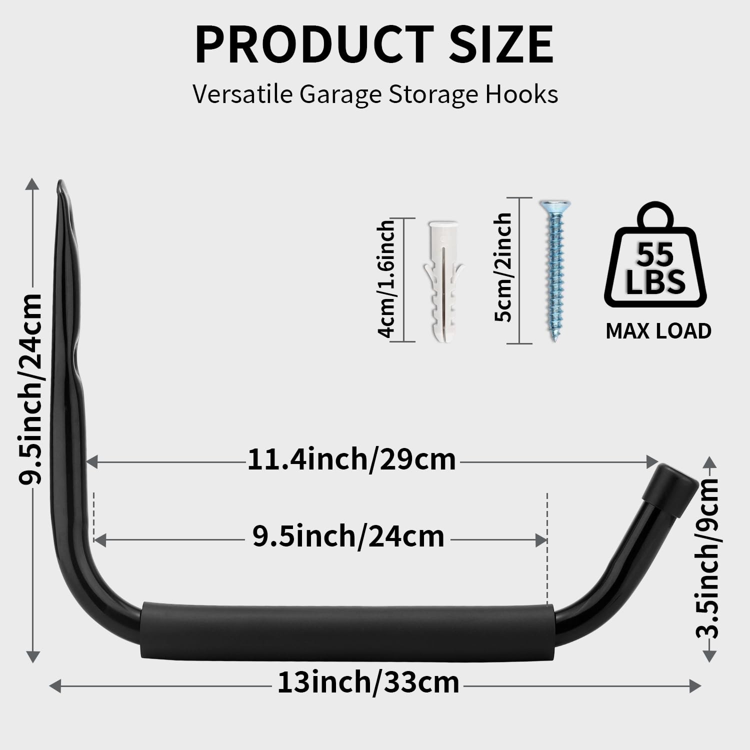 Yisunnan 13Inch Garage Storage Hook 6 Pcs Heavy Duty Wall Mount J Hooks