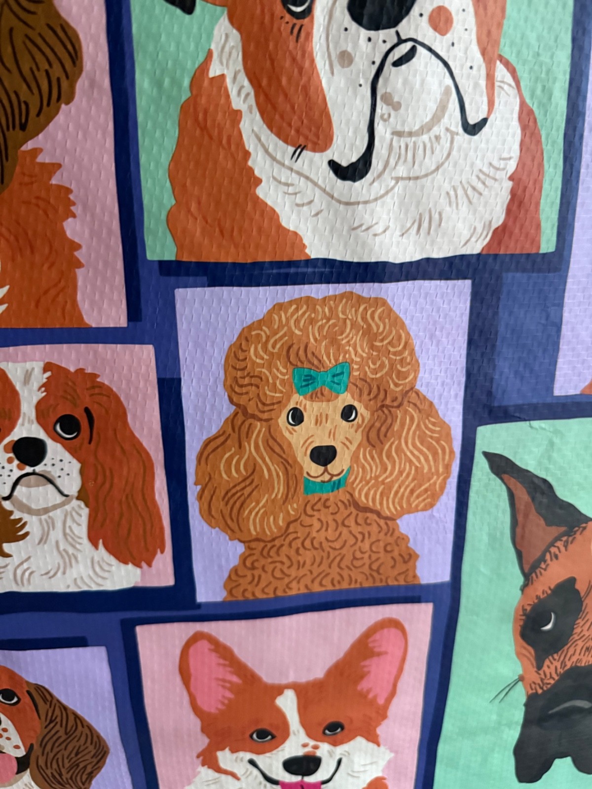 MARSHALLS LARGE TOTE SHOPPING BAG 20″ X 18″ DOG FACE POP ART PUPPY FRAME NEW
