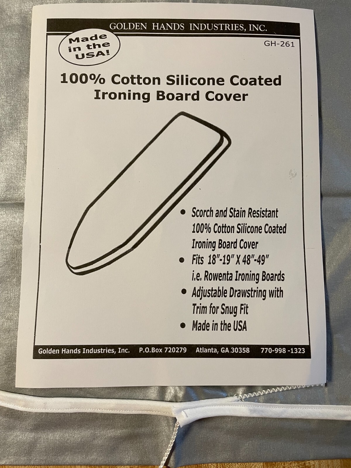 SILICONE COATED IRONING BOARD COVER TO FIT A 18″-19″X48″-49″ I.E. ROWENTA BOARD