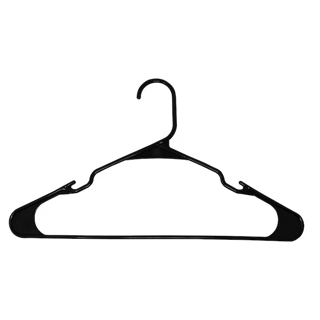 Heavy-Duty Non-Slip Plastic Clothes Hangers with Double Hooks Black 10 Pack