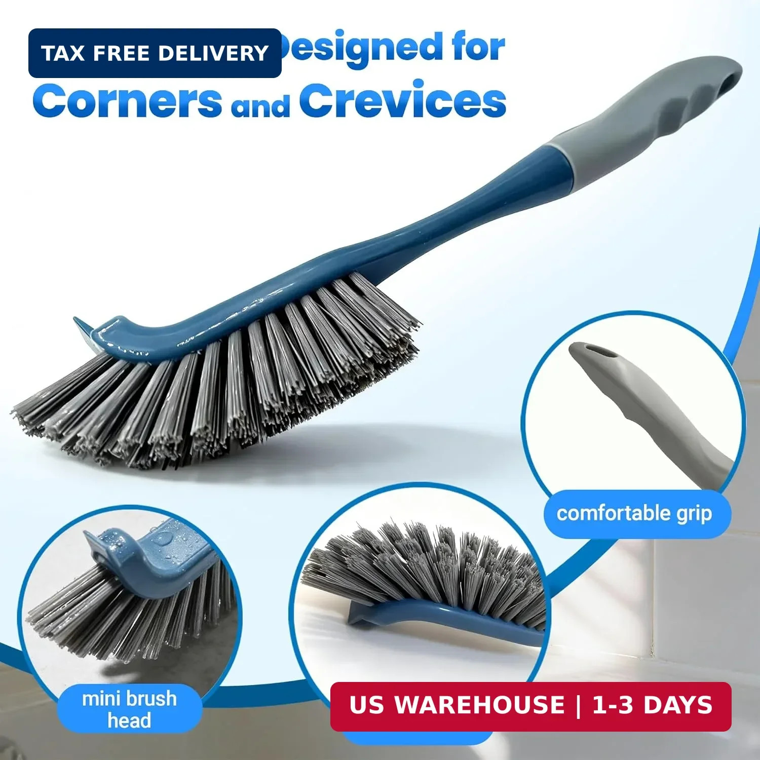 3 Pack Hard Bristle Scrub Brush Set, Cleaning Brush Designed for Cleaning Shower