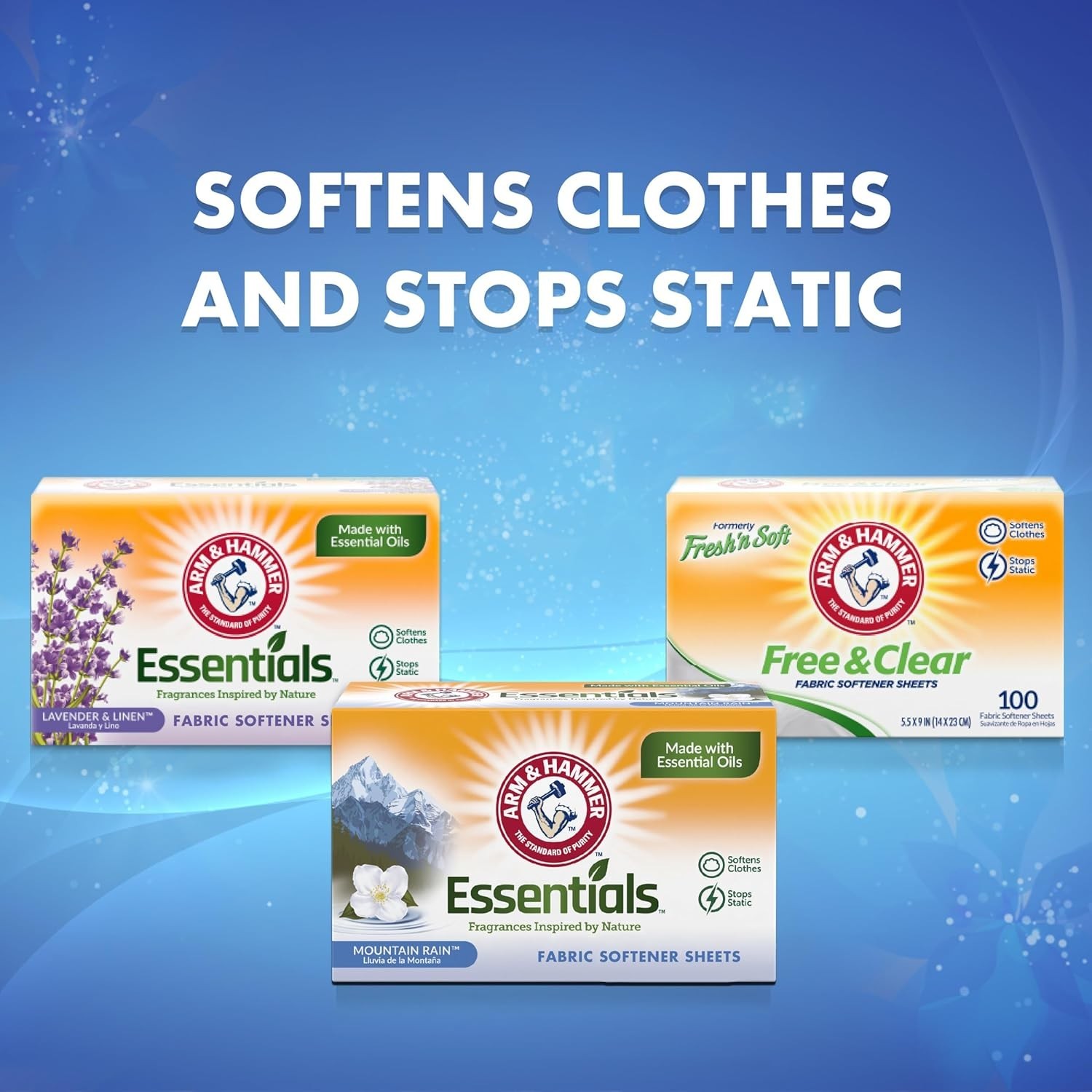Mountain Rain Scented Fabric Softener Sheets – 144 Count for Soft, Fresh Clothes