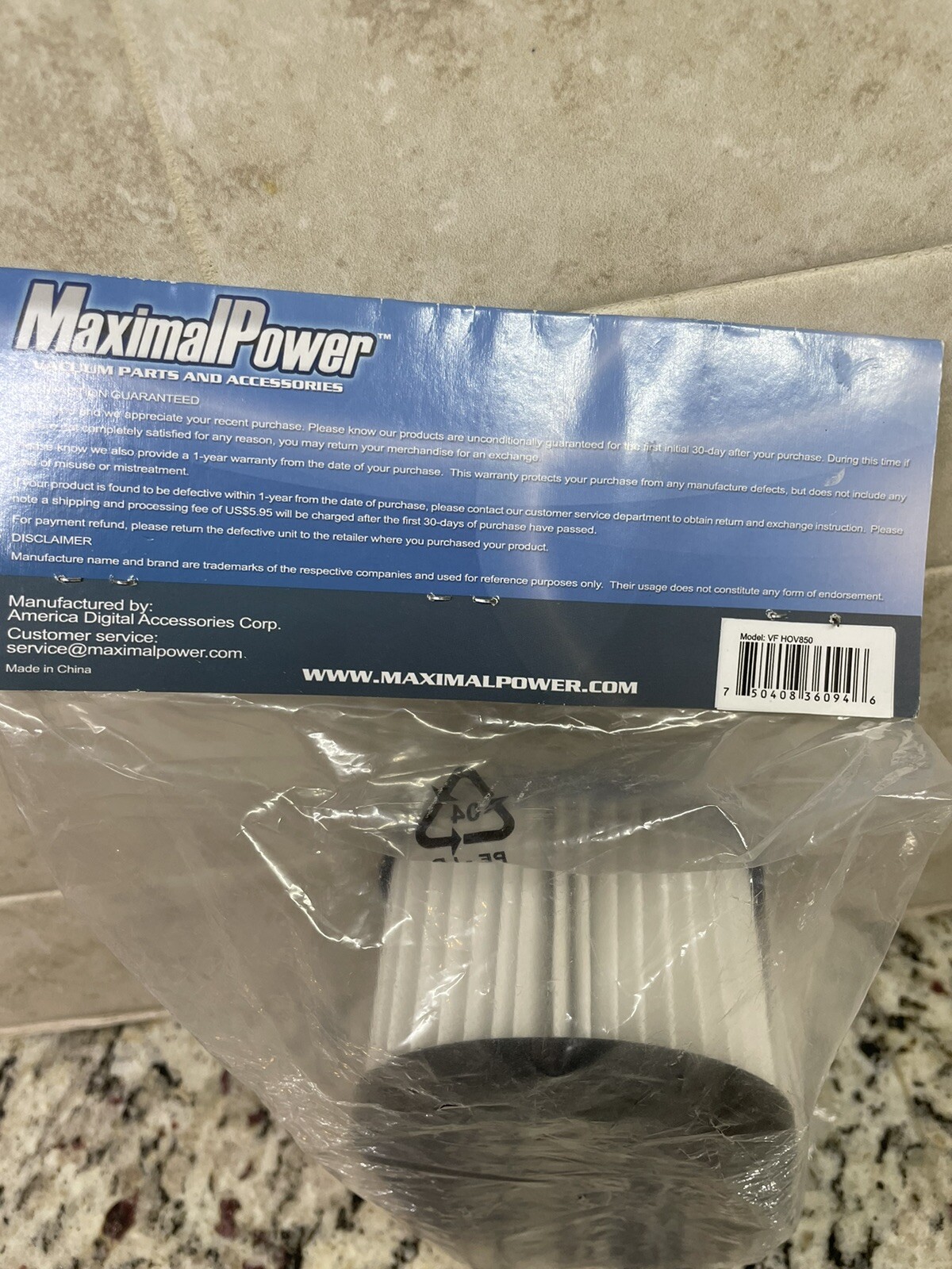 MaximalPower Filter for Hoover Foldaway Runabout Vacuum 40130050 43615090 (2PK)