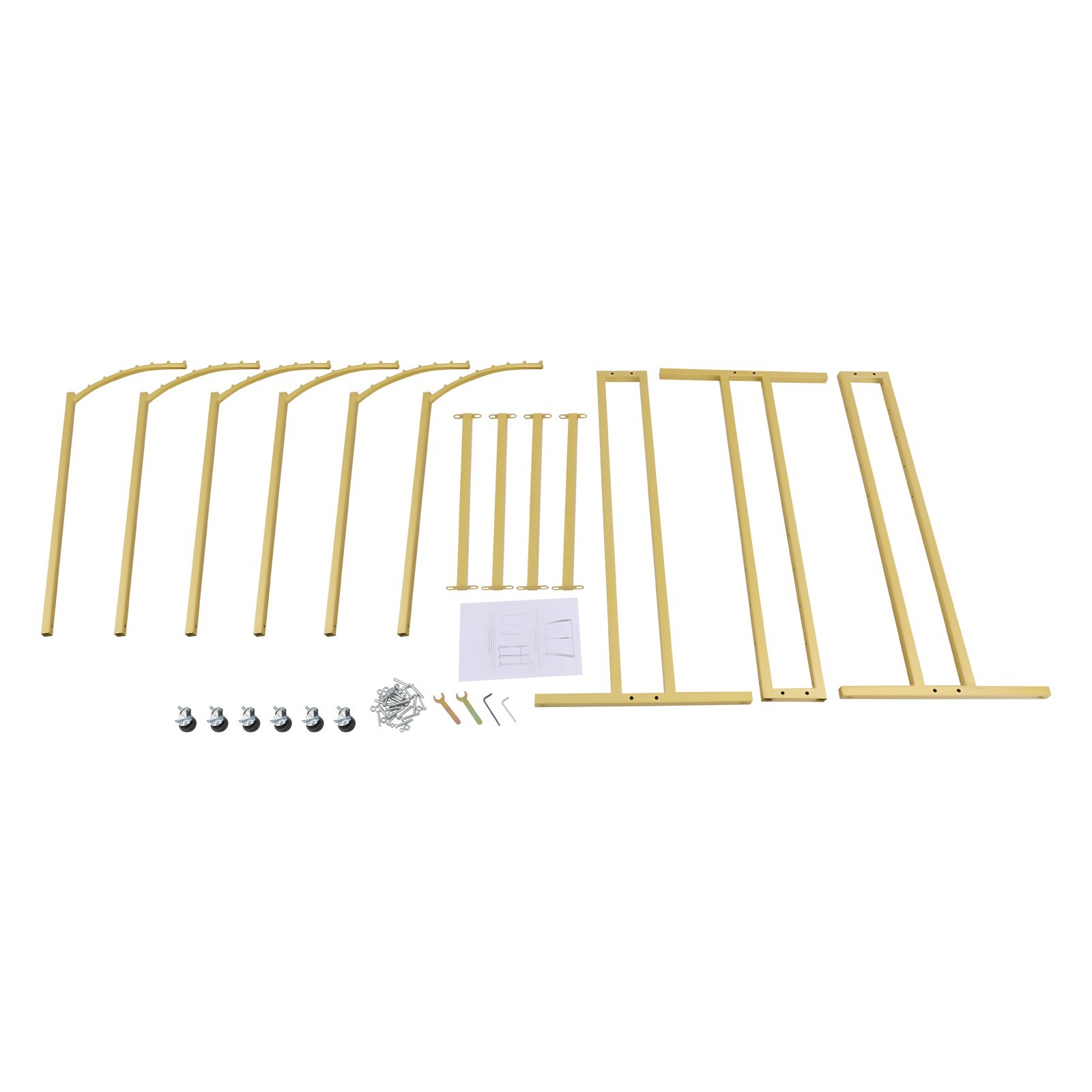 Gold 6 Arms Clothing Display Rack With Wheels, 55.12-70.87in Adjustable Height