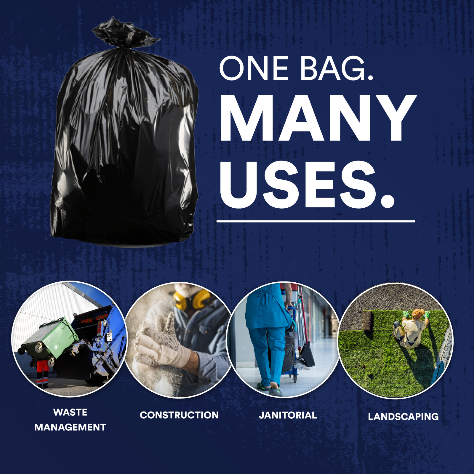 Plasticplace 7-10 Gallon Trash Bags – Black, case of 500 bags
