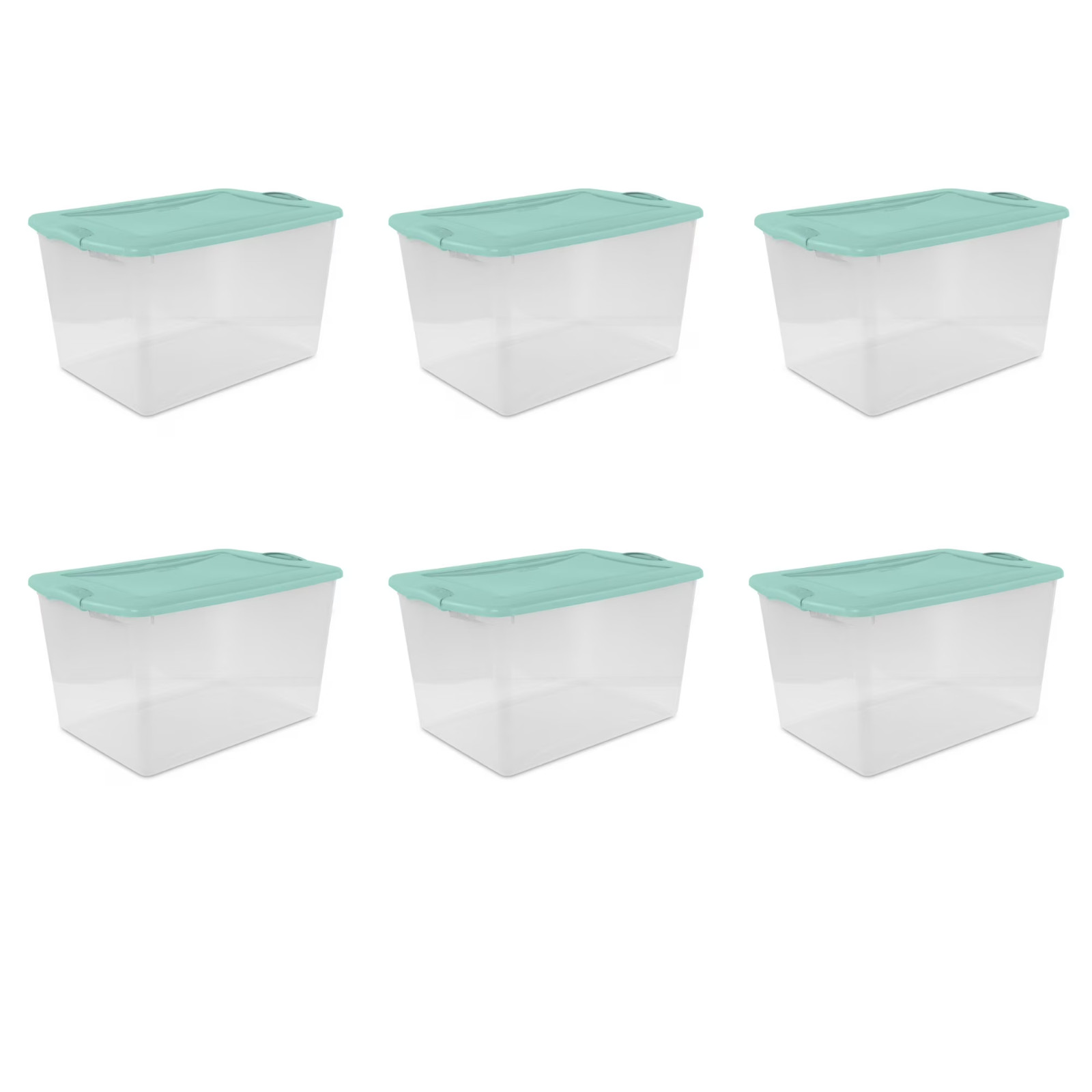 6 Pack Sterilite 66 Qt Clear Plastic Latching Storage Bin Tote w/ Lid Stackable
