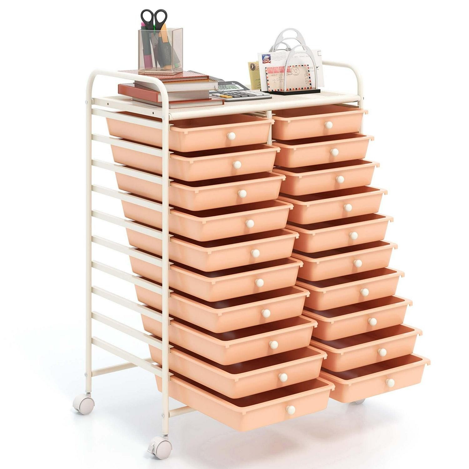 Costway 20 Drawers Rolling Cart Storage Scrapbook Paper Studio – See Details