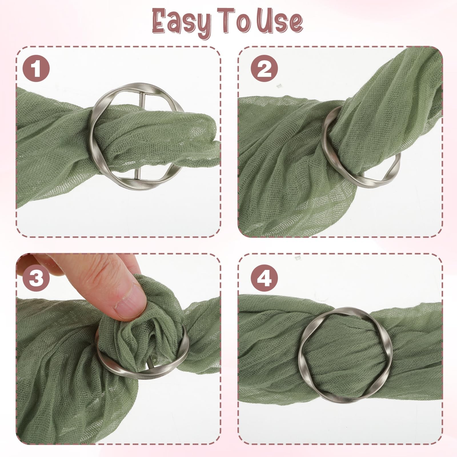 6Pcs Scarf Clip, TShirt Tie Clips Scarf Buckle Rings for Women Girls Adjustab…