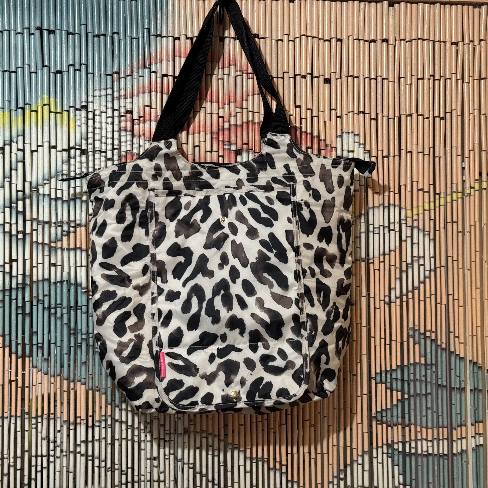 Isaac Mizrahi Live! Insulated Market Shopper Tote Bag, Animal Print, B & W