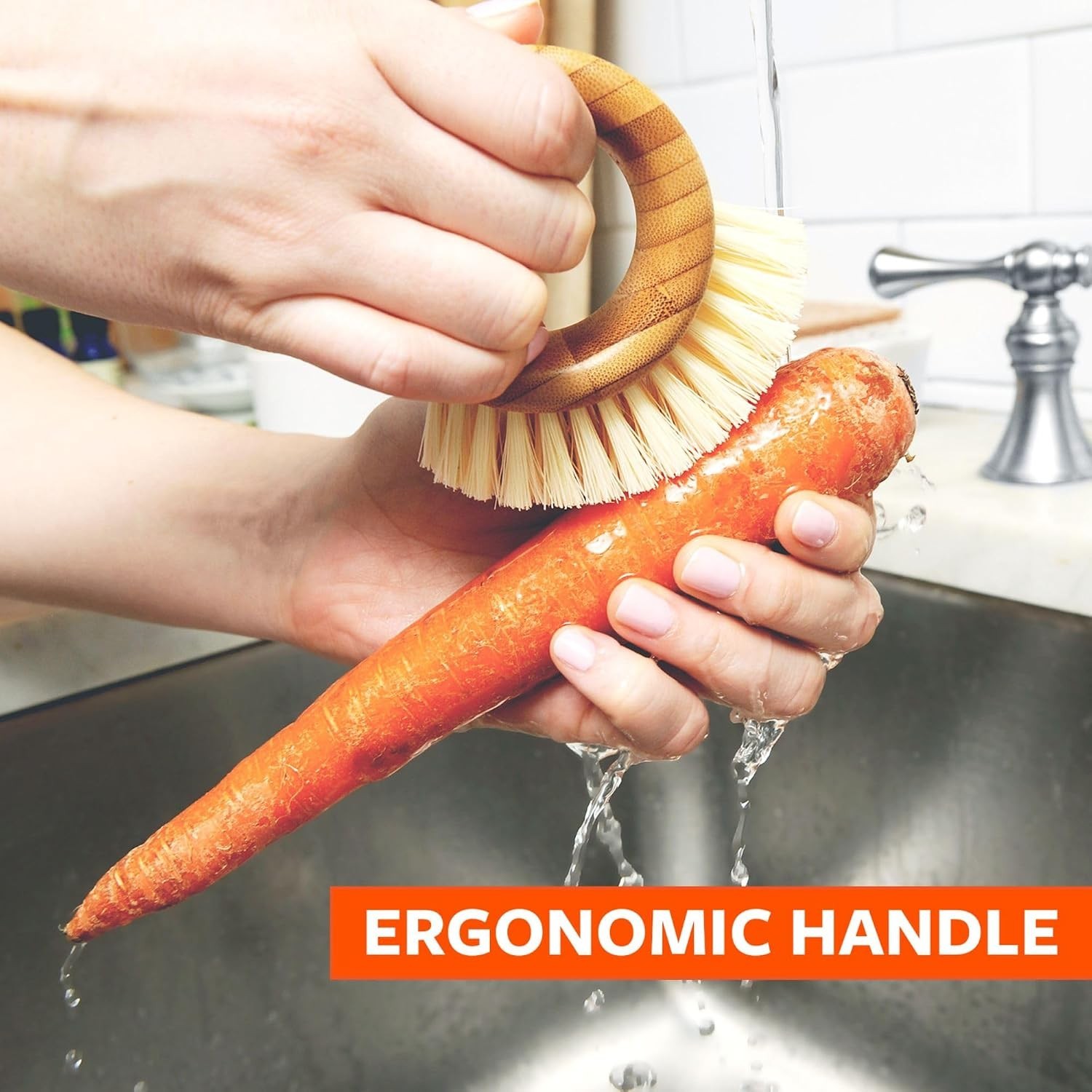 Vegetable Fruit Scrub Brush Eco Friendly Bamboo Produce Cleaner 1pc