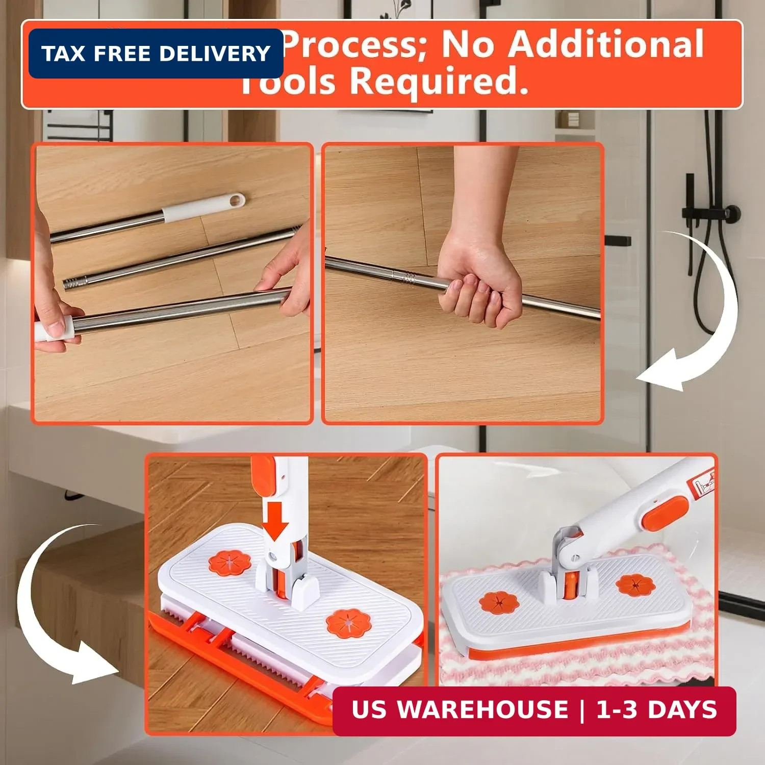 Snap Grip Mini Mop Set, Convenient Cloth Changing Mini Mop, Gap Dust Cleaner Laz